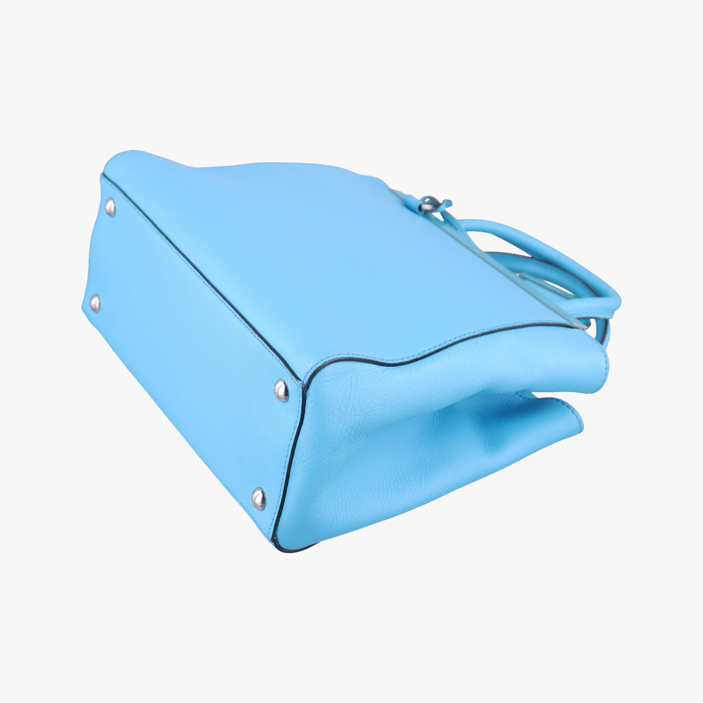 Pre-owned Fendi Petite 2 JOURS Blue Leather 8BH258 shoulderbag | stylenewstar