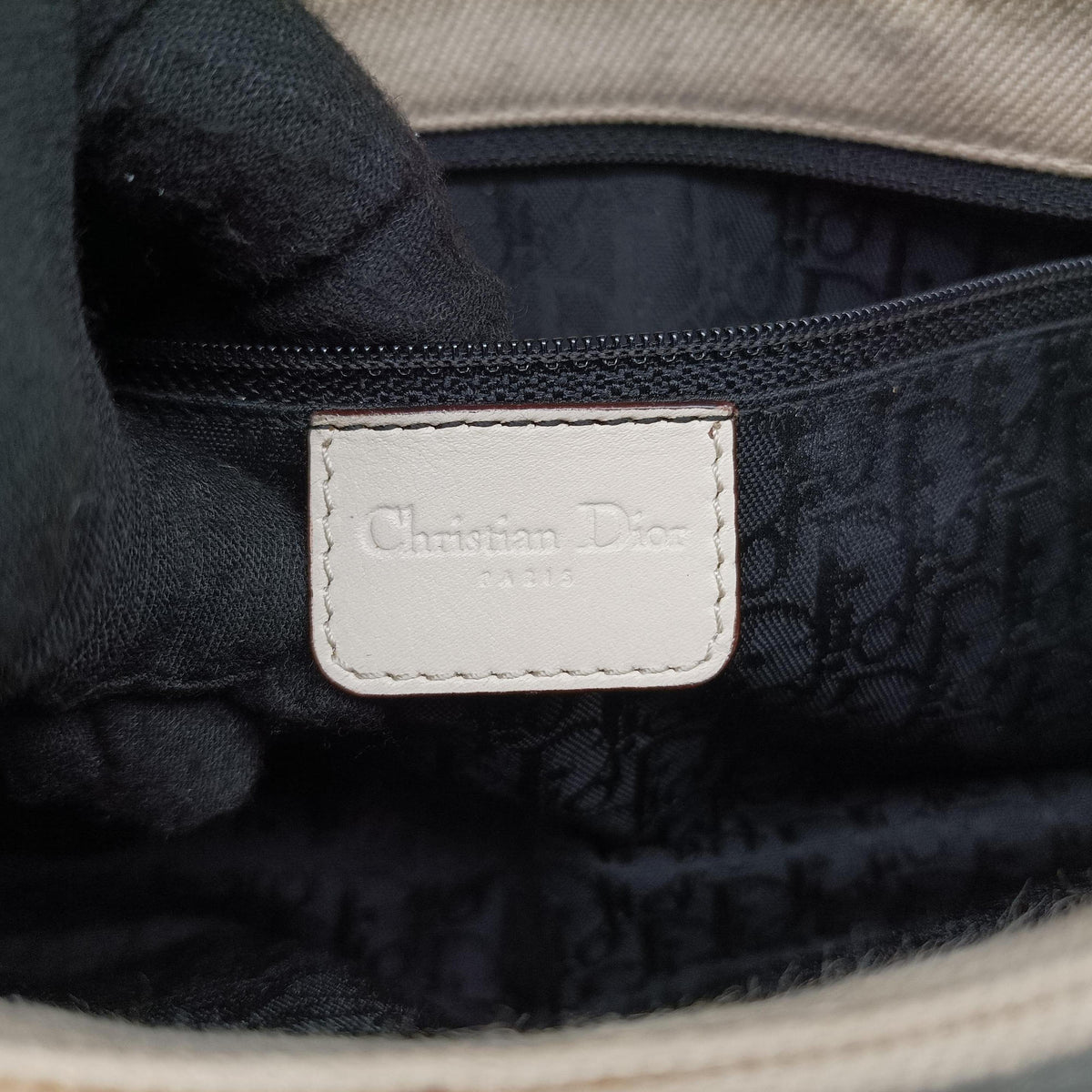 Pre-owned Christian Dior Street Chic Columbus Beige Python×canvas  shoulderbag | stylenewstar