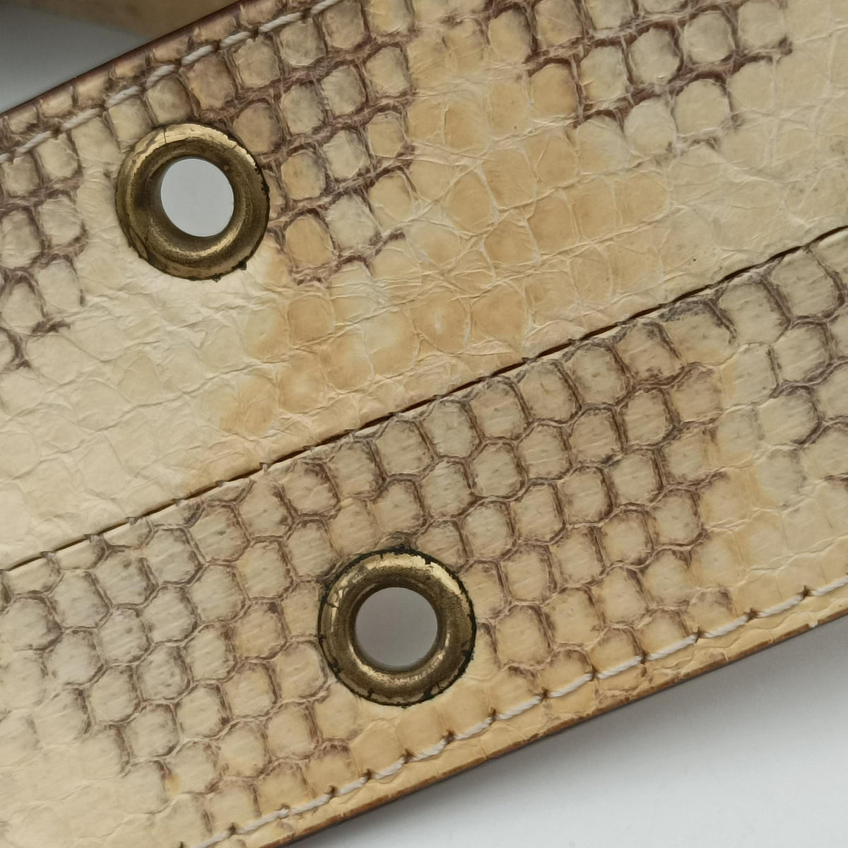 Pre-owned Christian Dior Street Chic Columbus Beige Python×canvas  shoulderbag | stylenewstar
