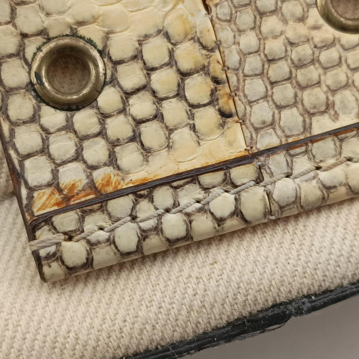 Pre-owned Christian Dior Street Chic Columbus Beige Python×canvas  shoulderbag | stylenewstar