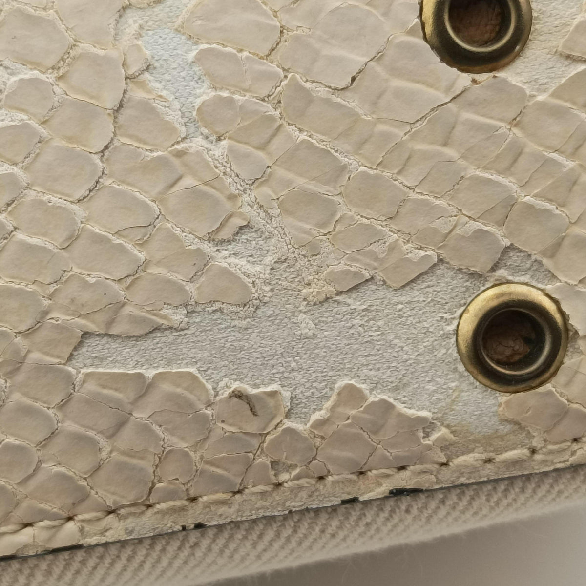 Pre-owned Christian Dior Street Chic Columbus Beige Python×canvas  shoulderbag | stylenewstar
