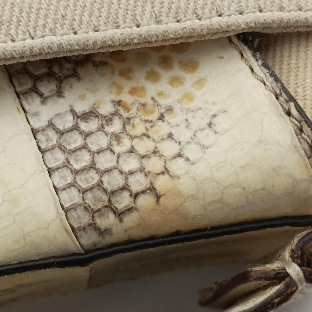 Pre-owned Christian Dior Street Chic Columbus Beige Python×canvas  shoulderbag | stylenewstar
