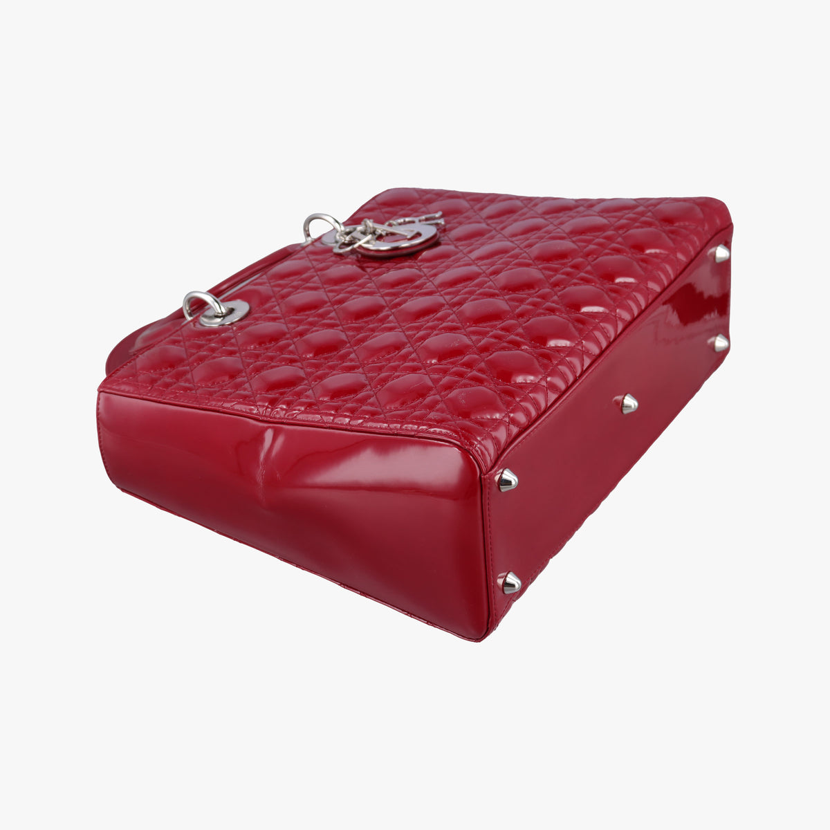 Pre-owned Christian Dior Lady Dior Red patent  shoulderbag | stylenewstar