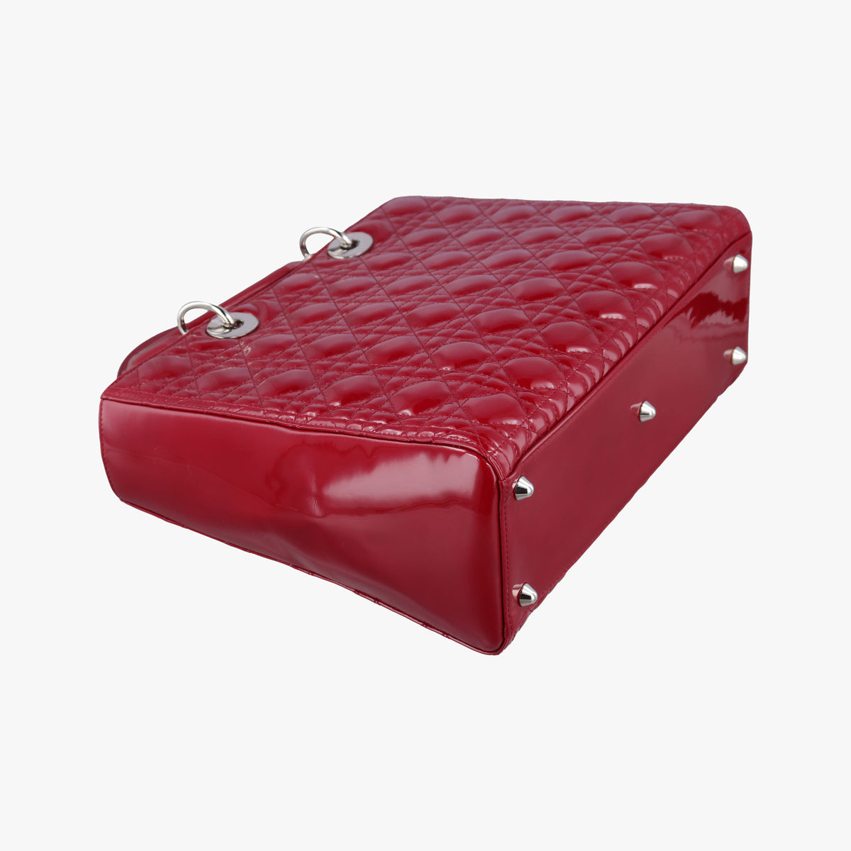 Pre-owned Christian Dior Lady Dior Red patent  shoulderbag | stylenewstar
