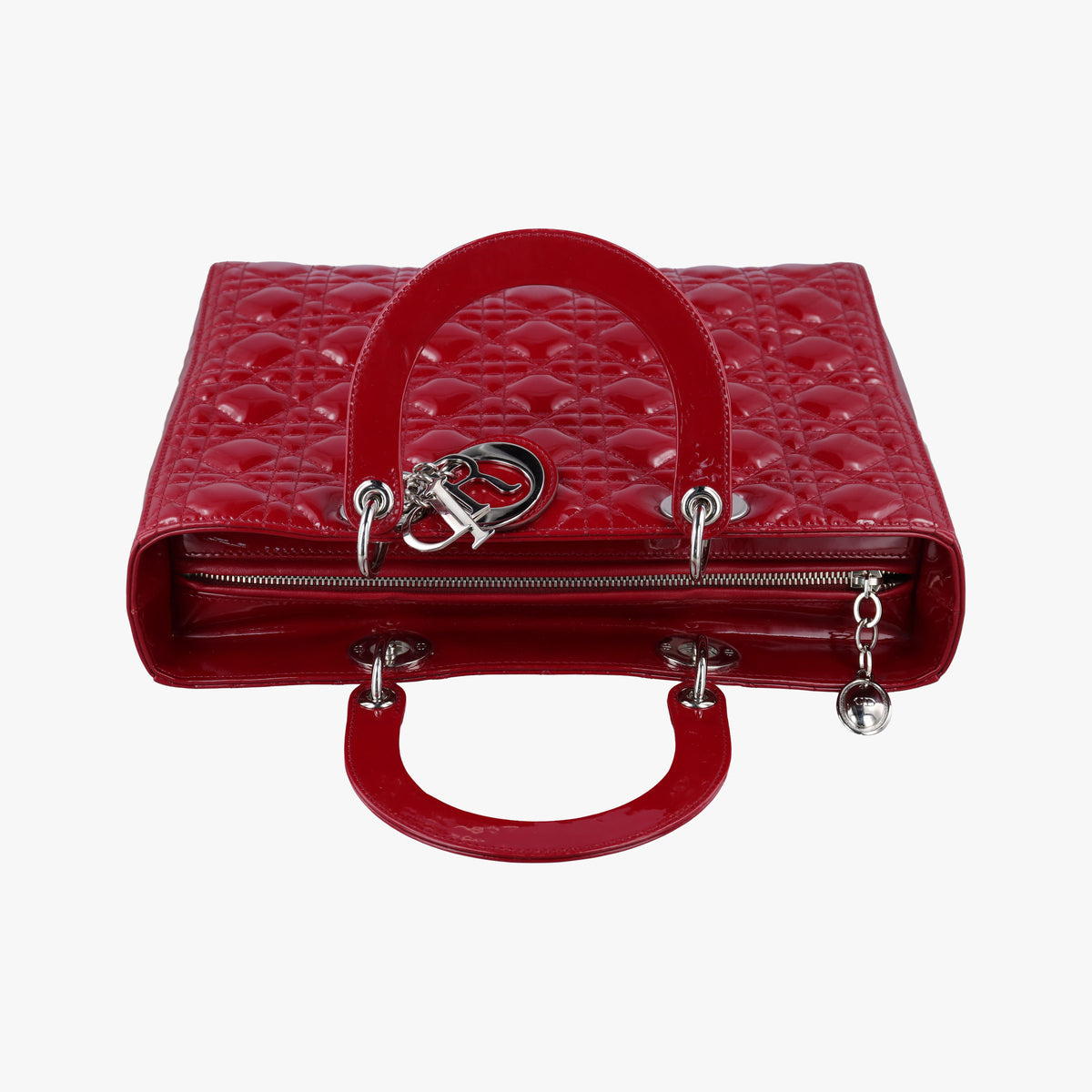 Pre-owned Christian Dior Lady Dior Red patent  shoulderbag | stylenewstar