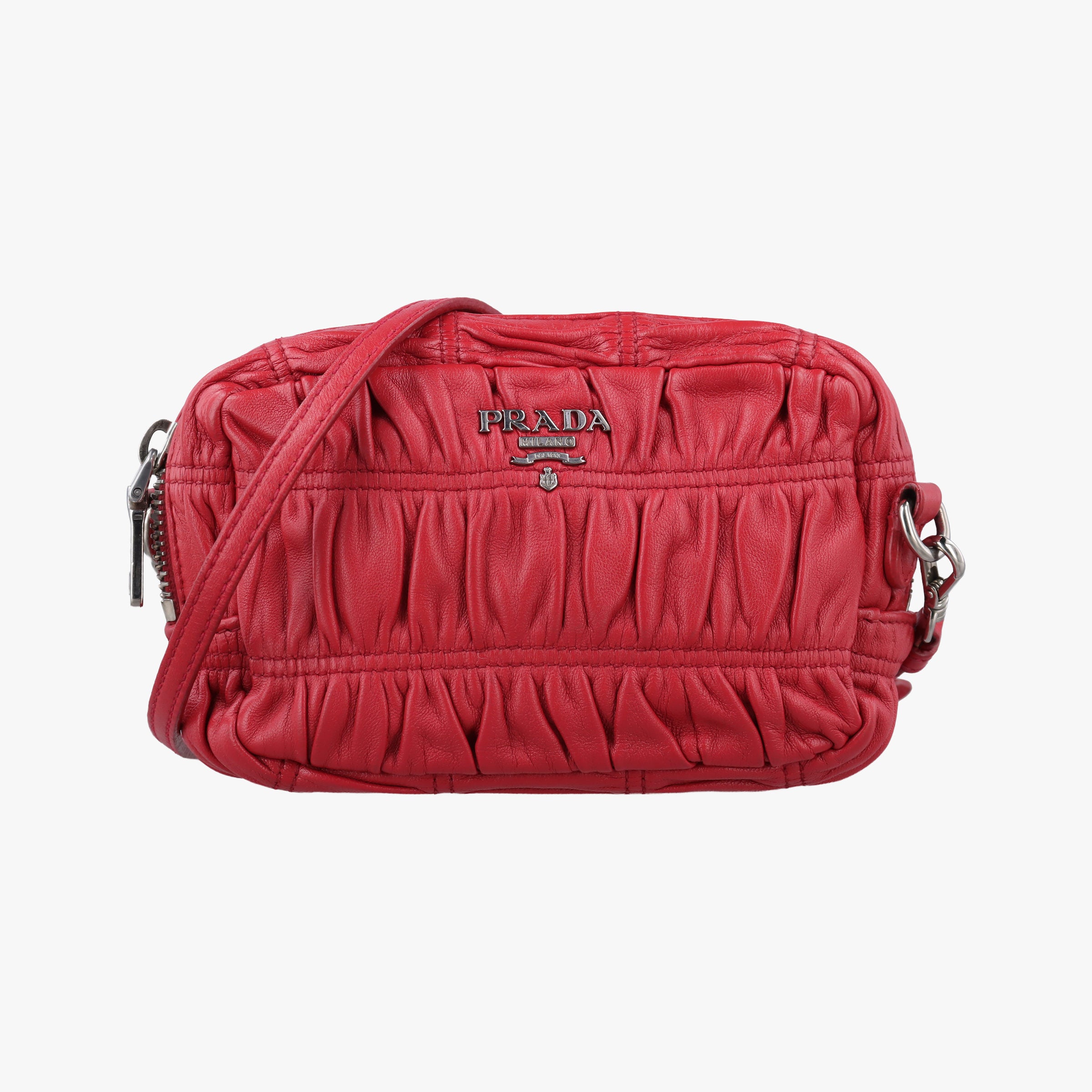 Secondhand Prada Gaufre Mini Red leather 1BH112 shoulderbag | stylenewstar