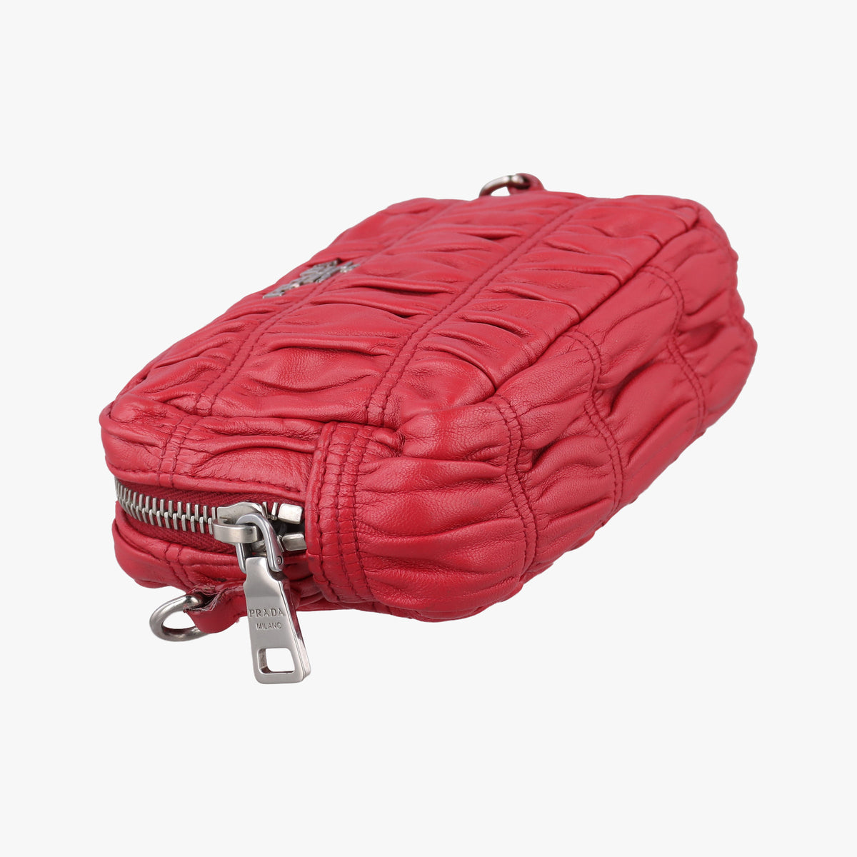 Secondhand Prada Gaufre Mini Red leather 1BH112 shoulderbag | stylenewstar