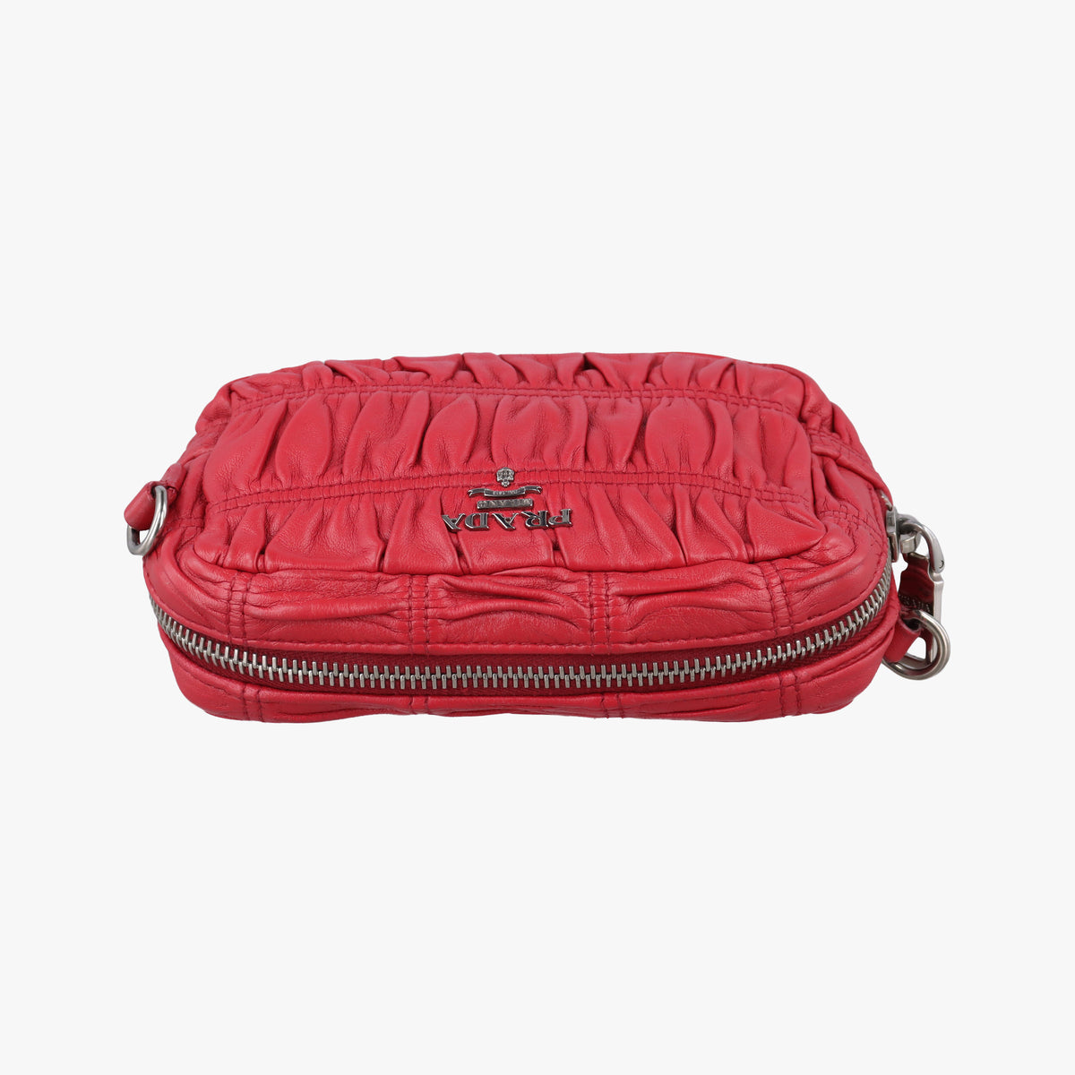 Pre-owned Prada Gaufre Mini Red leather 1BH112 shoulderbag | stylenewstar