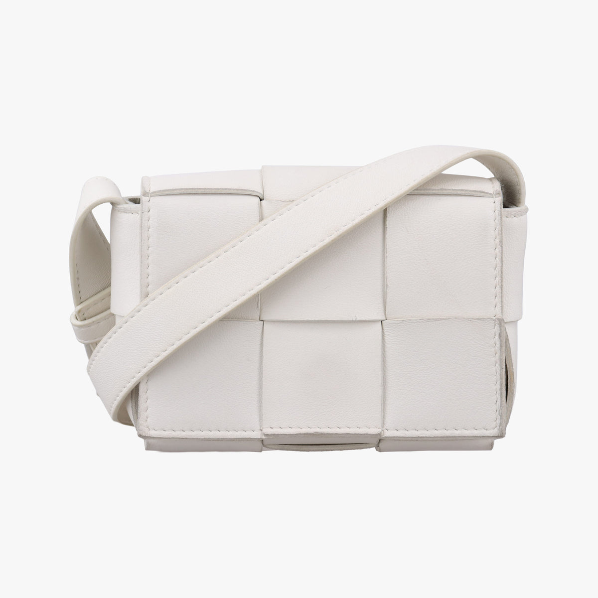 Pre-owned Bottega Veneta candy cassette White lambskin  shoulderbag | stylenewstar
