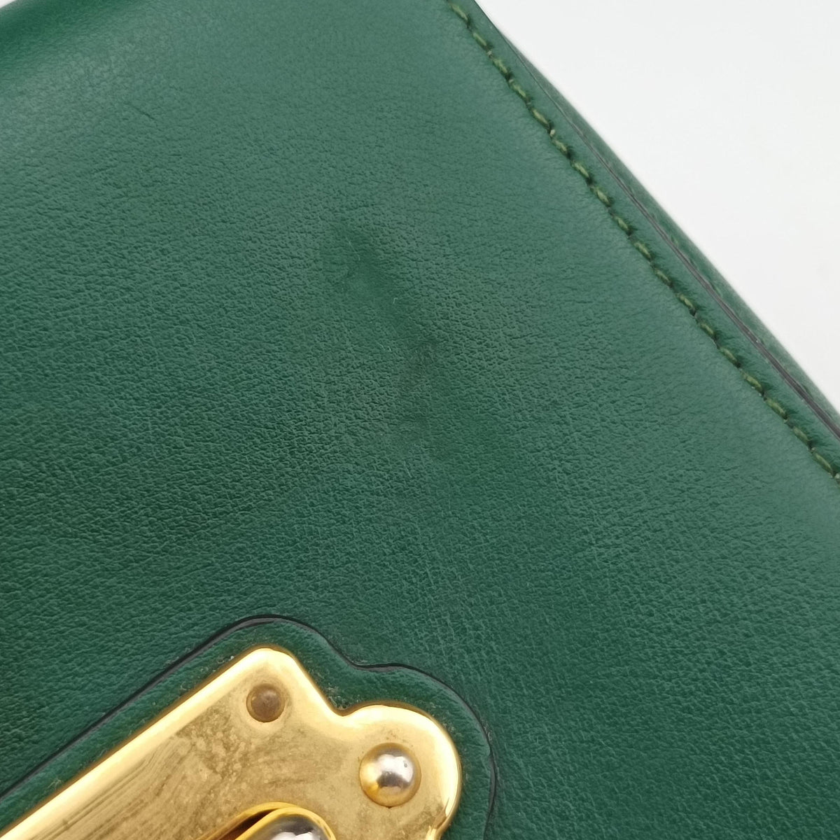 Vintage Prada City Calf Cahier Green×black leather  shoulderbag | stylenewstar