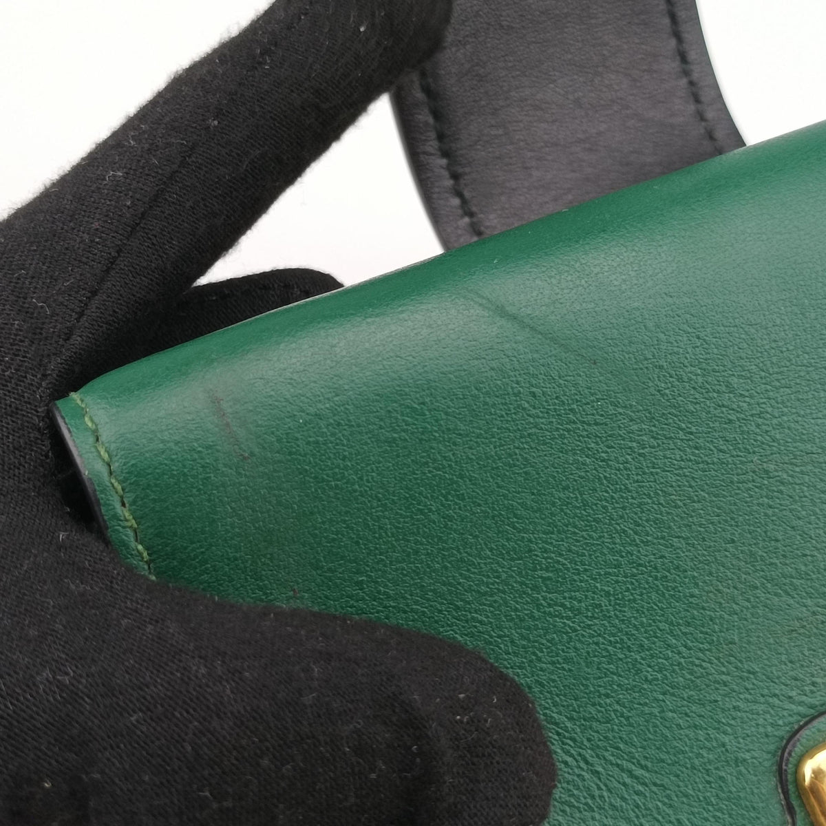 Vintage Prada City Calf Cahier Green×black leather  shoulderbag | stylenewstar