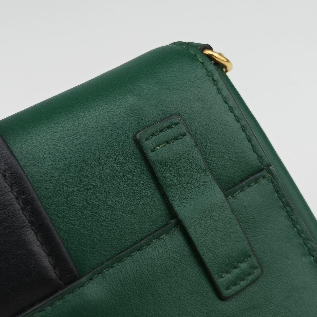 Vintage Prada City Calf Cahier Green×black leather  shoulderbag | stylenewstar