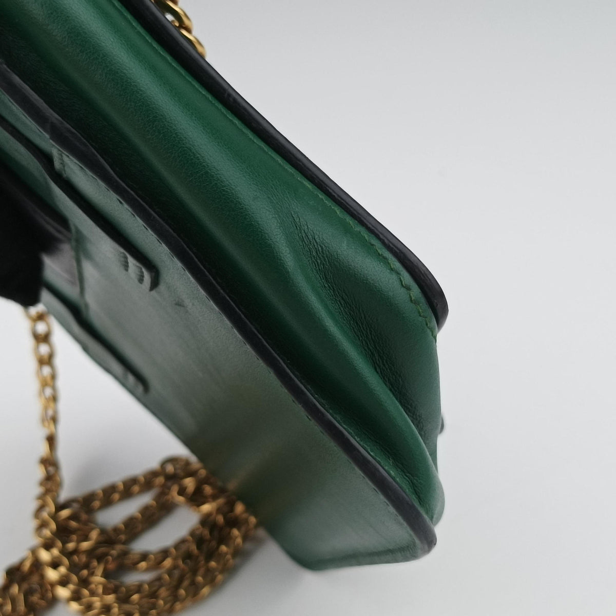 Vintage Prada City Calf Cahier Green×black leather  shoulderbag | stylenewstar