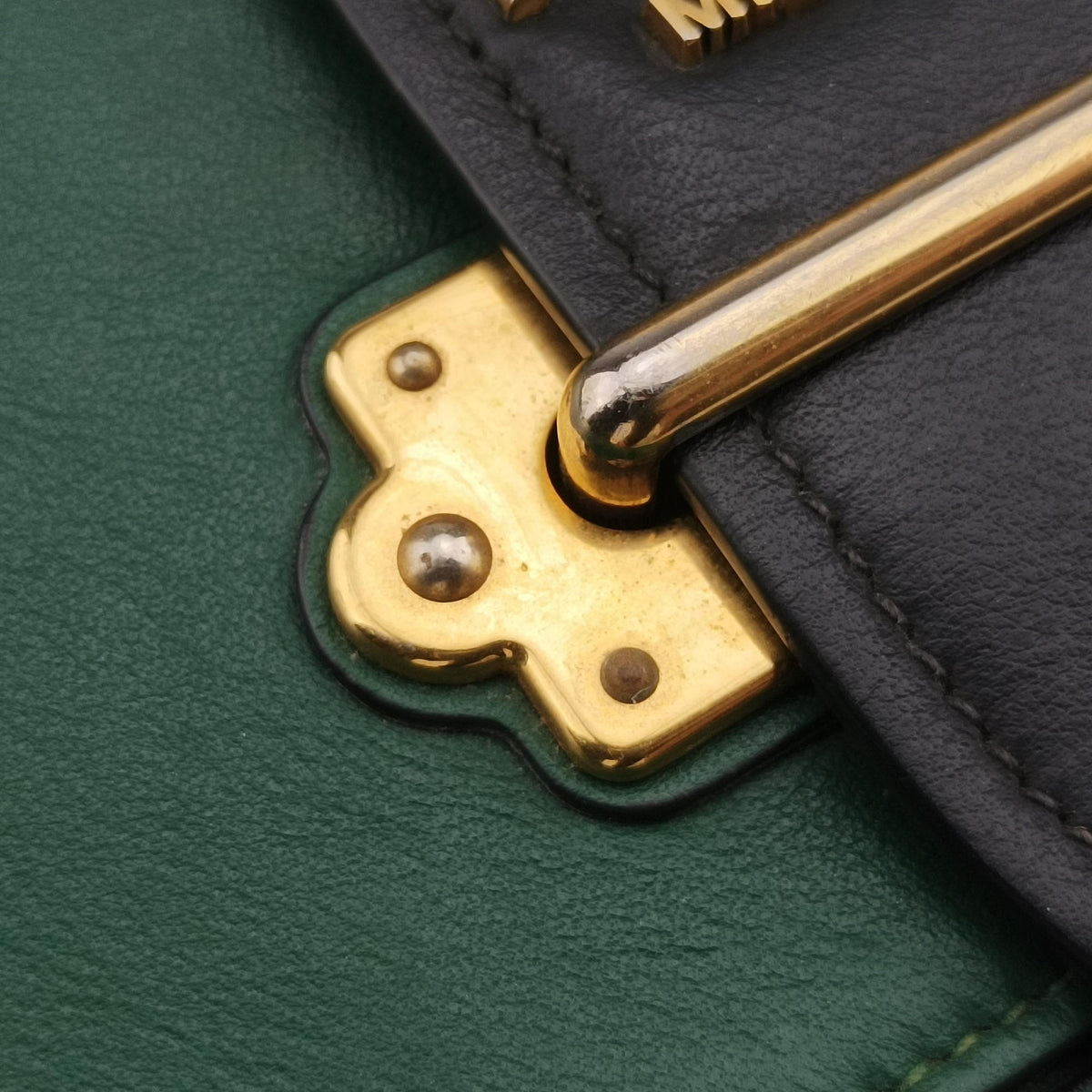 Vintage Prada City Calf Cahier Green×black leather  shoulderbag | stylenewstar