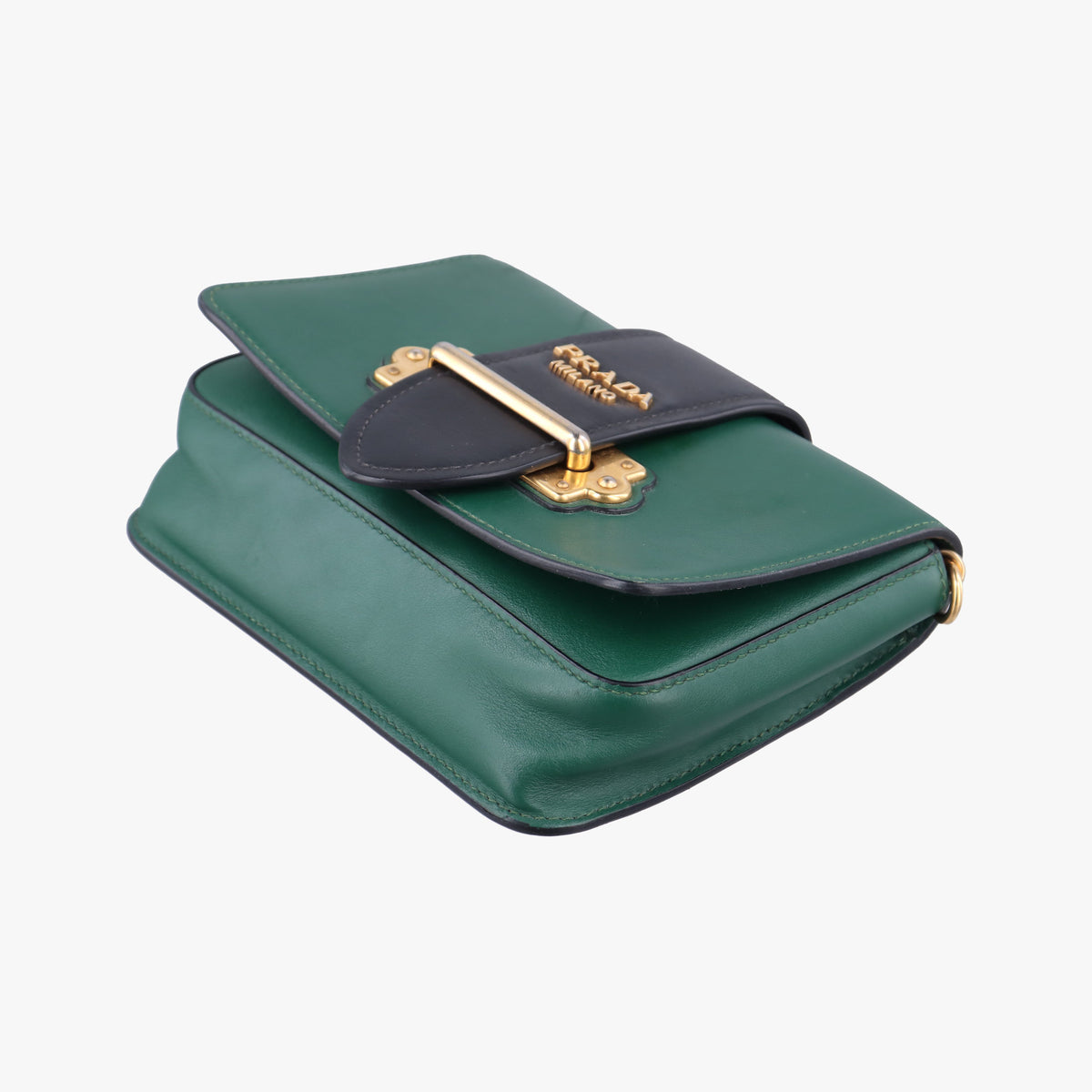 Vintage Prada City Calf Cahier Green×black leather  shoulderbag | stylenewstar
