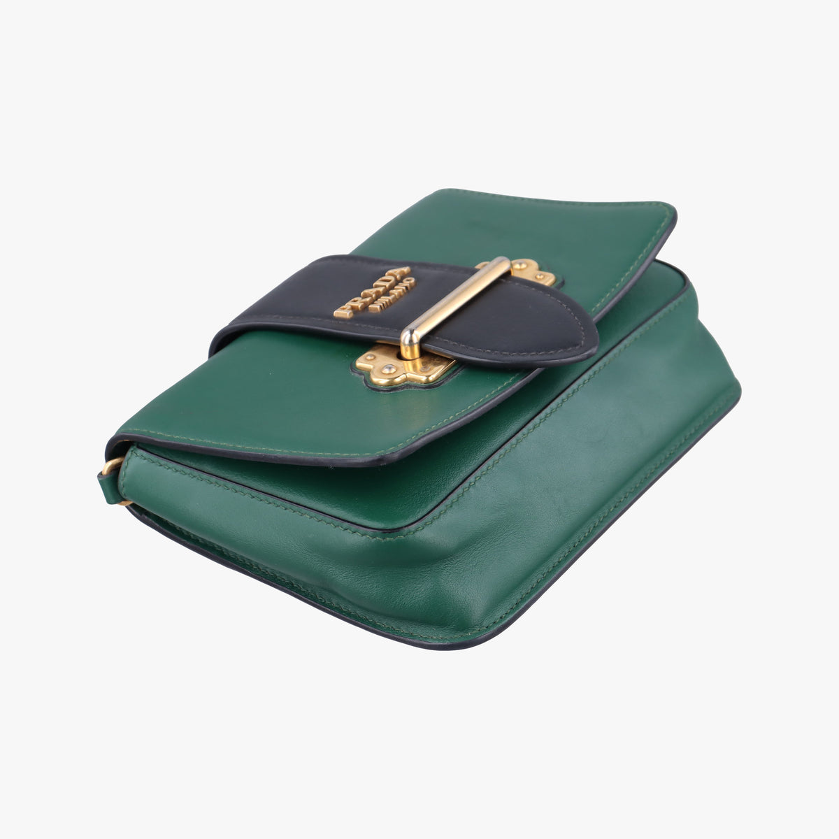 Vintage Prada City Calf Cahier Green×black leather  shoulderbag | stylenewstar