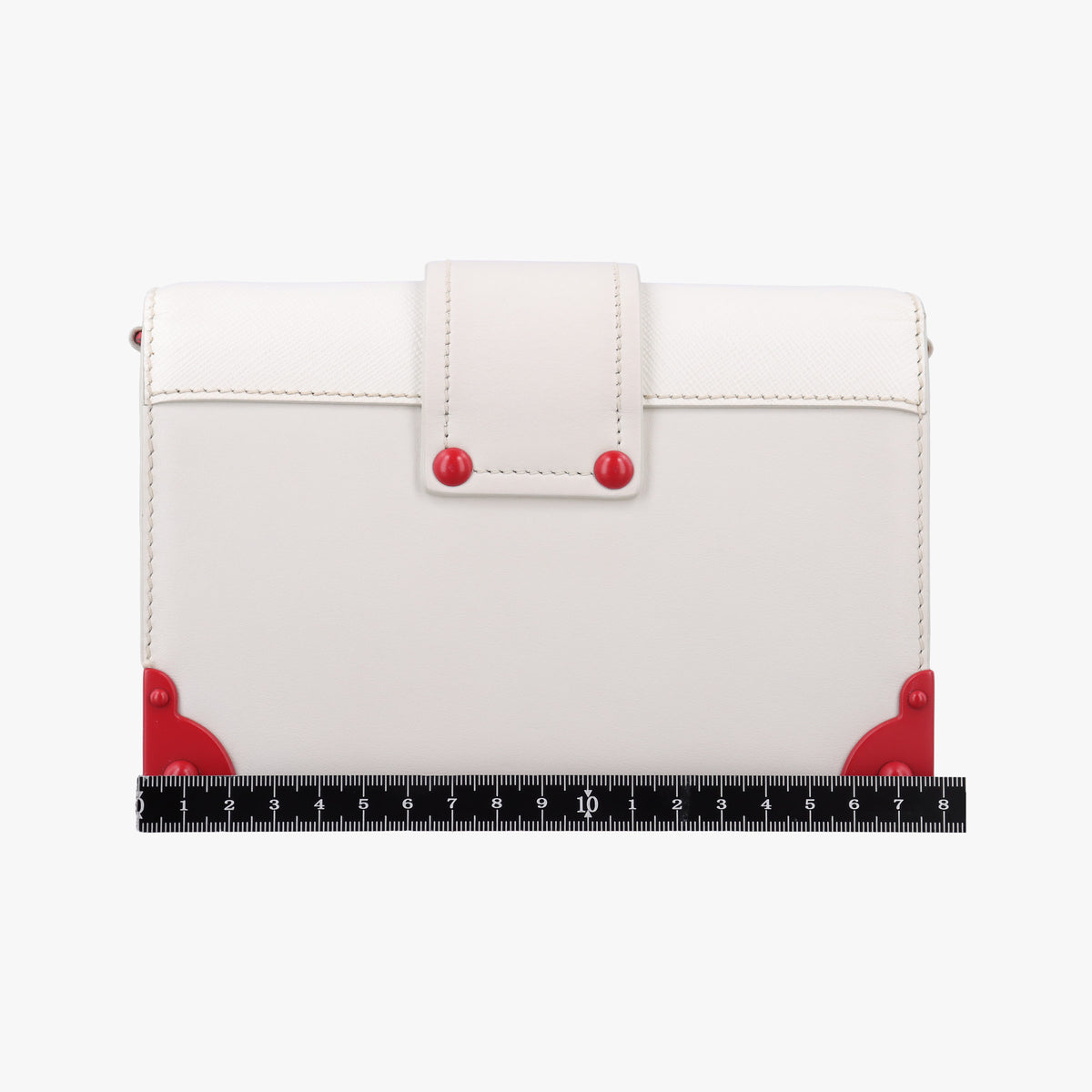 Pre-owned Prada Cahier Heart and Flower White×red leather  shoulderbag | stylenewstar