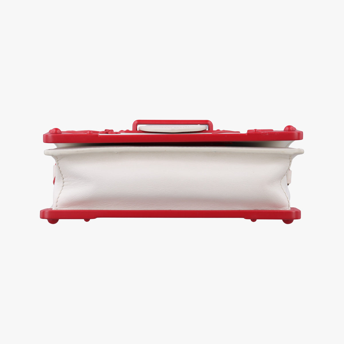 Pre-owned Prada Cahier Heart and Flower White×red leather  shoulderbag | stylenewstar