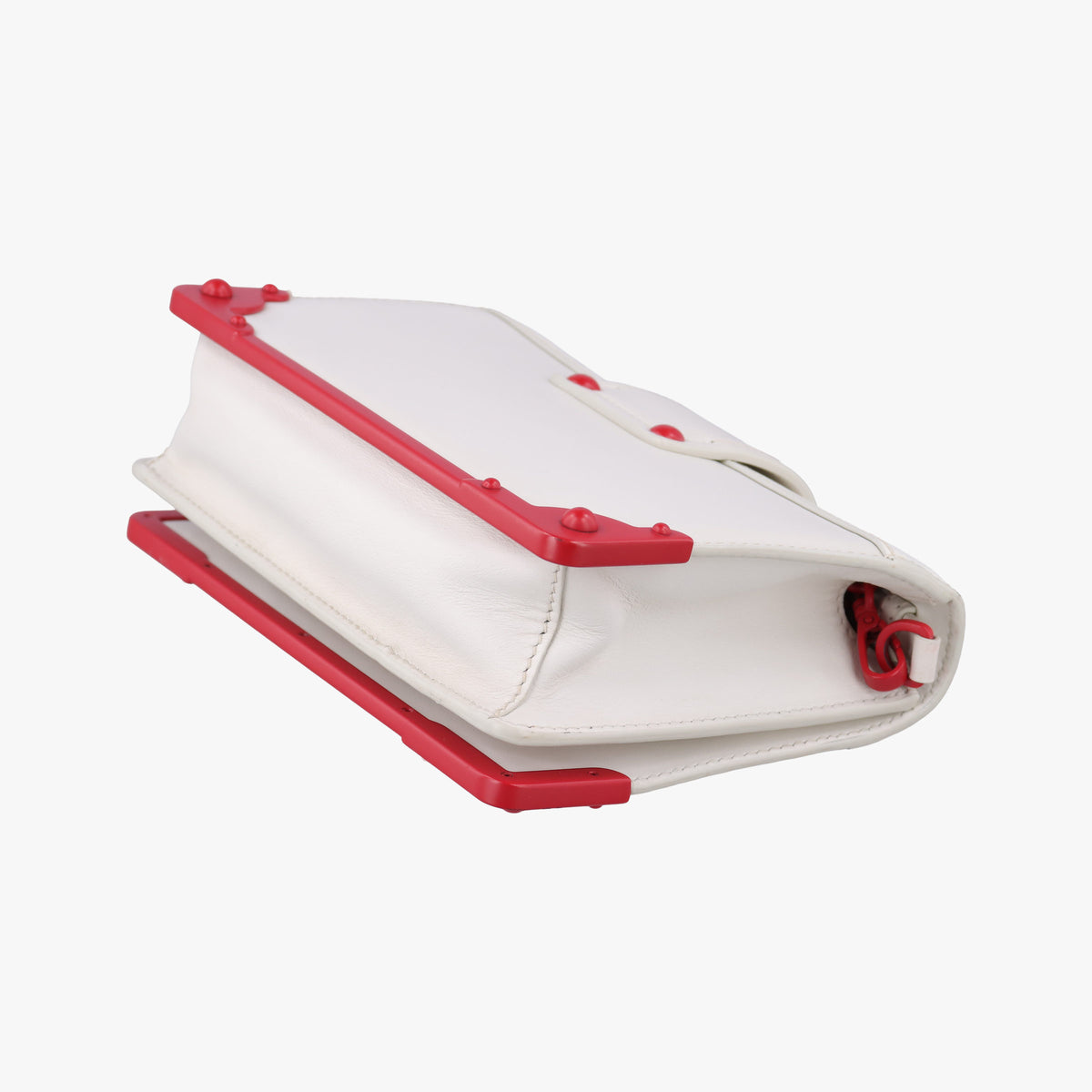Pre-owned Prada Cahier Heart and Flower White×red leather  shoulderbag | stylenewstar