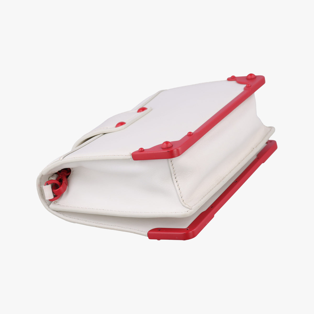 Pre-owned Prada Cahier Heart and Flower White×red leather  shoulderbag | stylenewstar