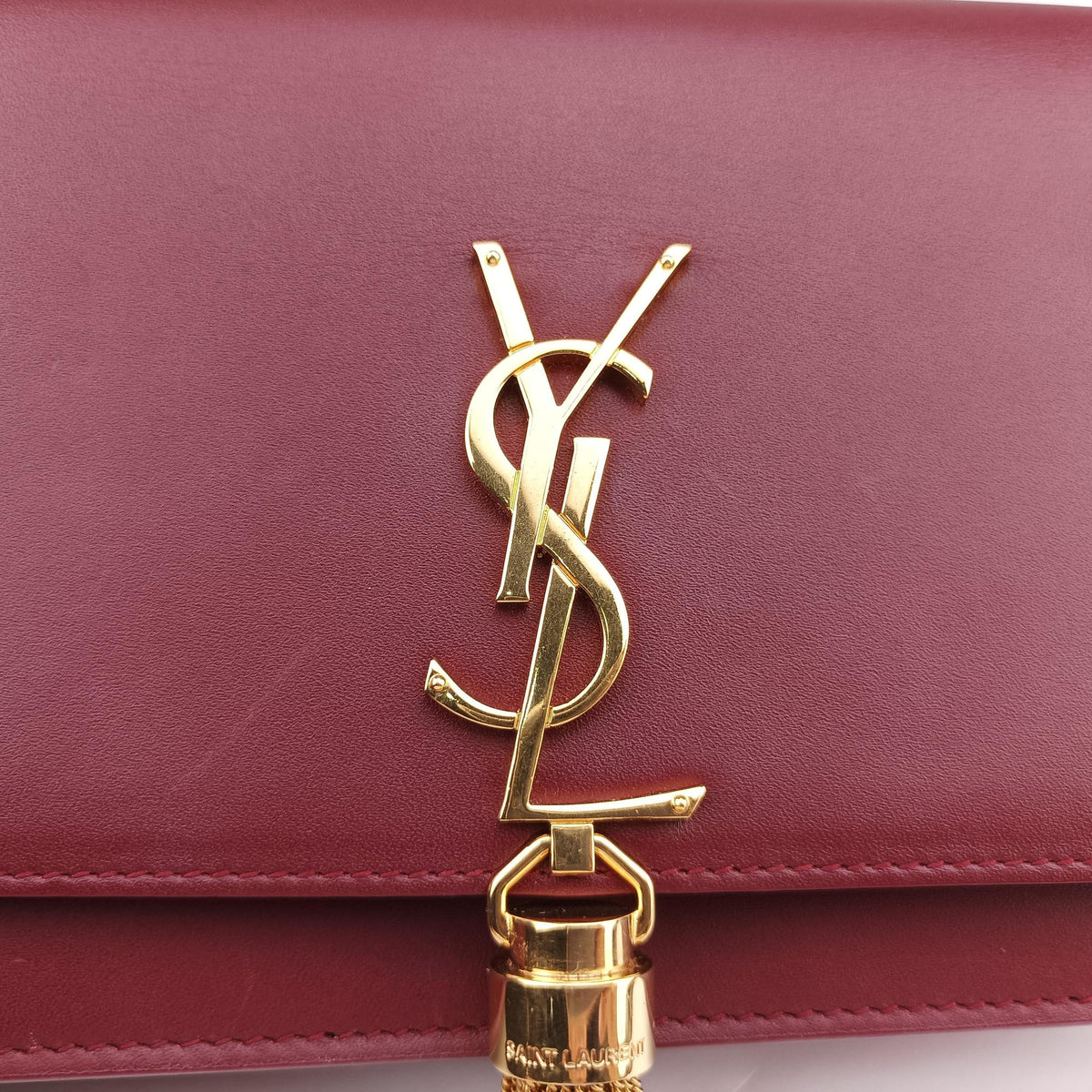 Pre-owned Yves Saint Laurent KATE Burgundy Leather 452159 shoulderbag | stylenewstar