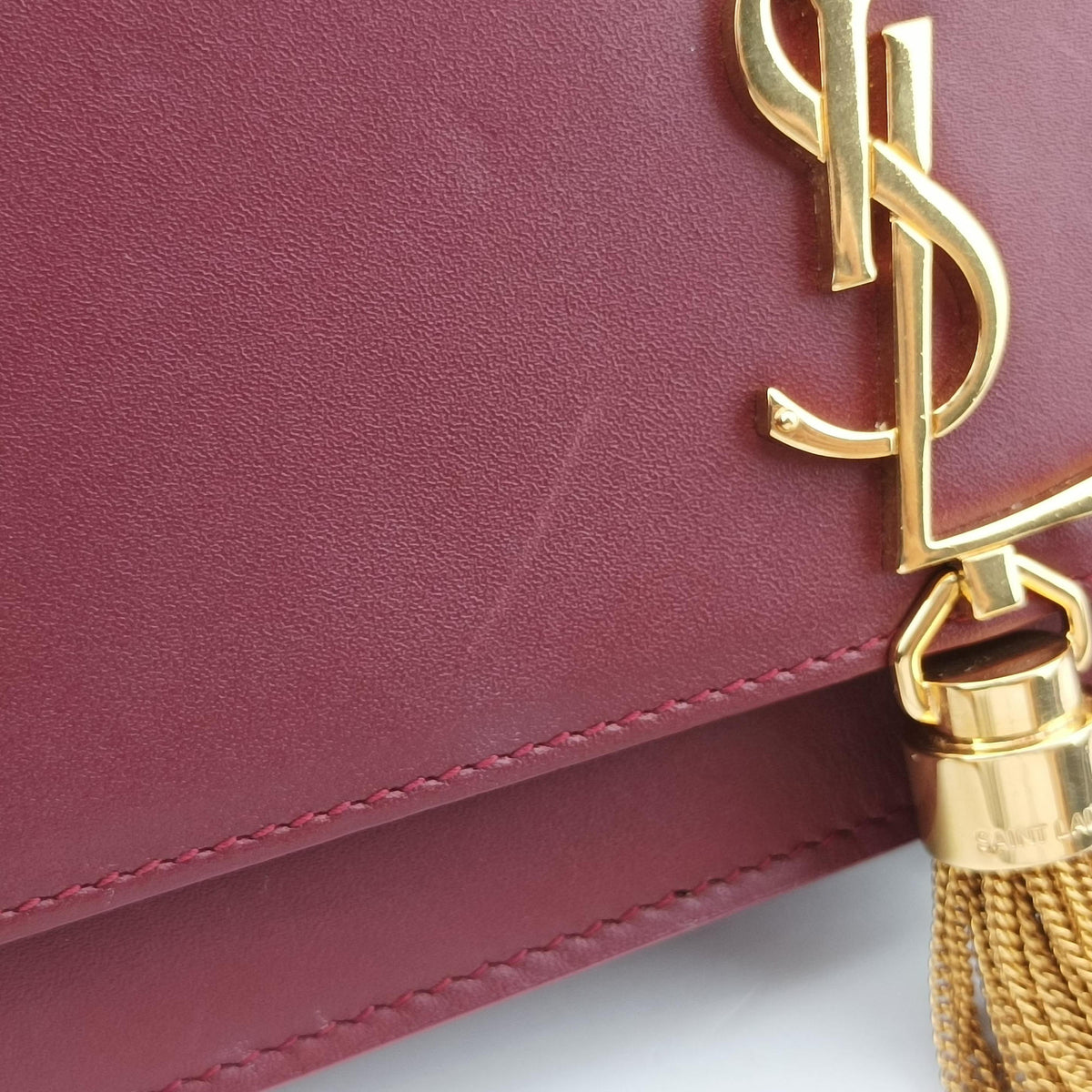 Pre-owned Yves Saint Laurent KATE Burgundy Leather 452159 shoulderbag | stylenewstar