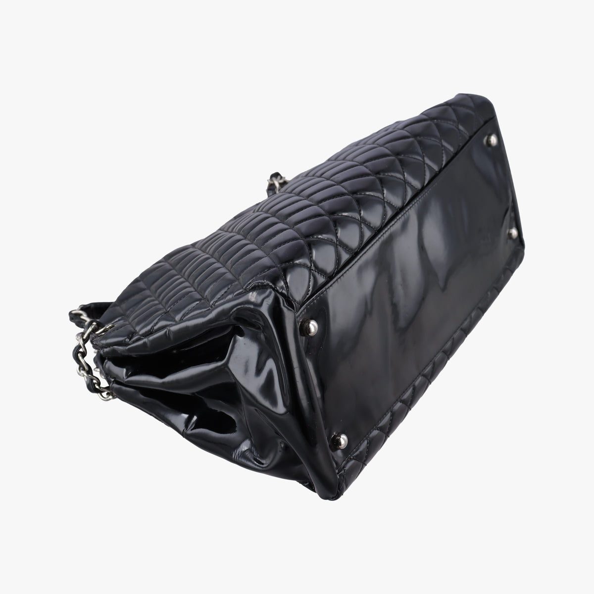 Pre-owned Chanel Mademoiselle Bowling Black Patent leather A50558 shoulderbag | stylenewstar