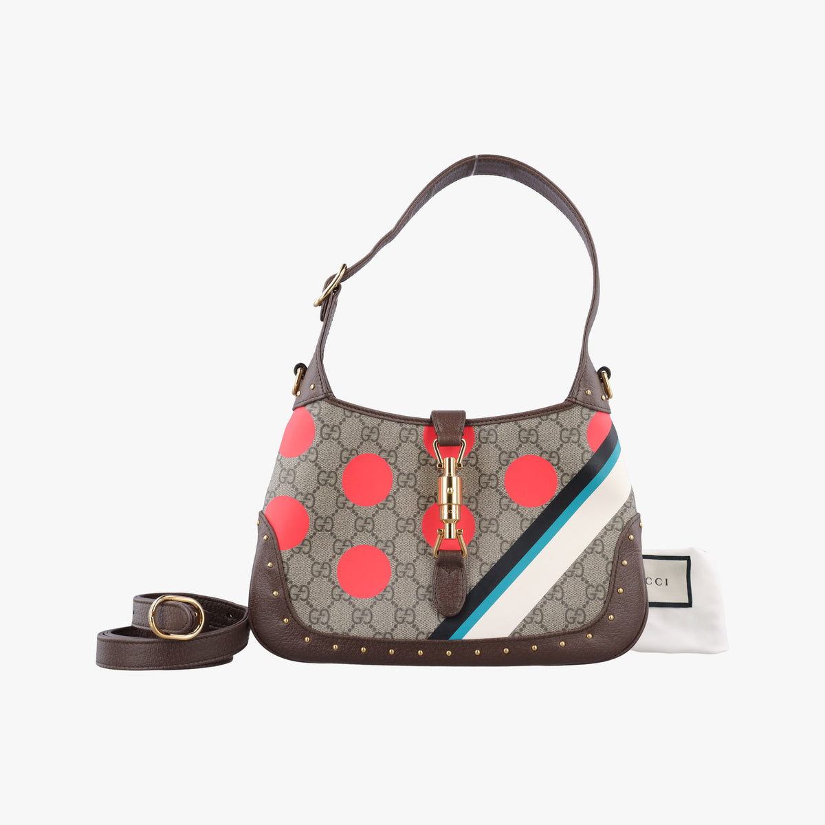 Pre-owned Gucci JACKIE beige×Multicolour PVC coated canvas×Leather 678843 shoulderbag | stylenewstar