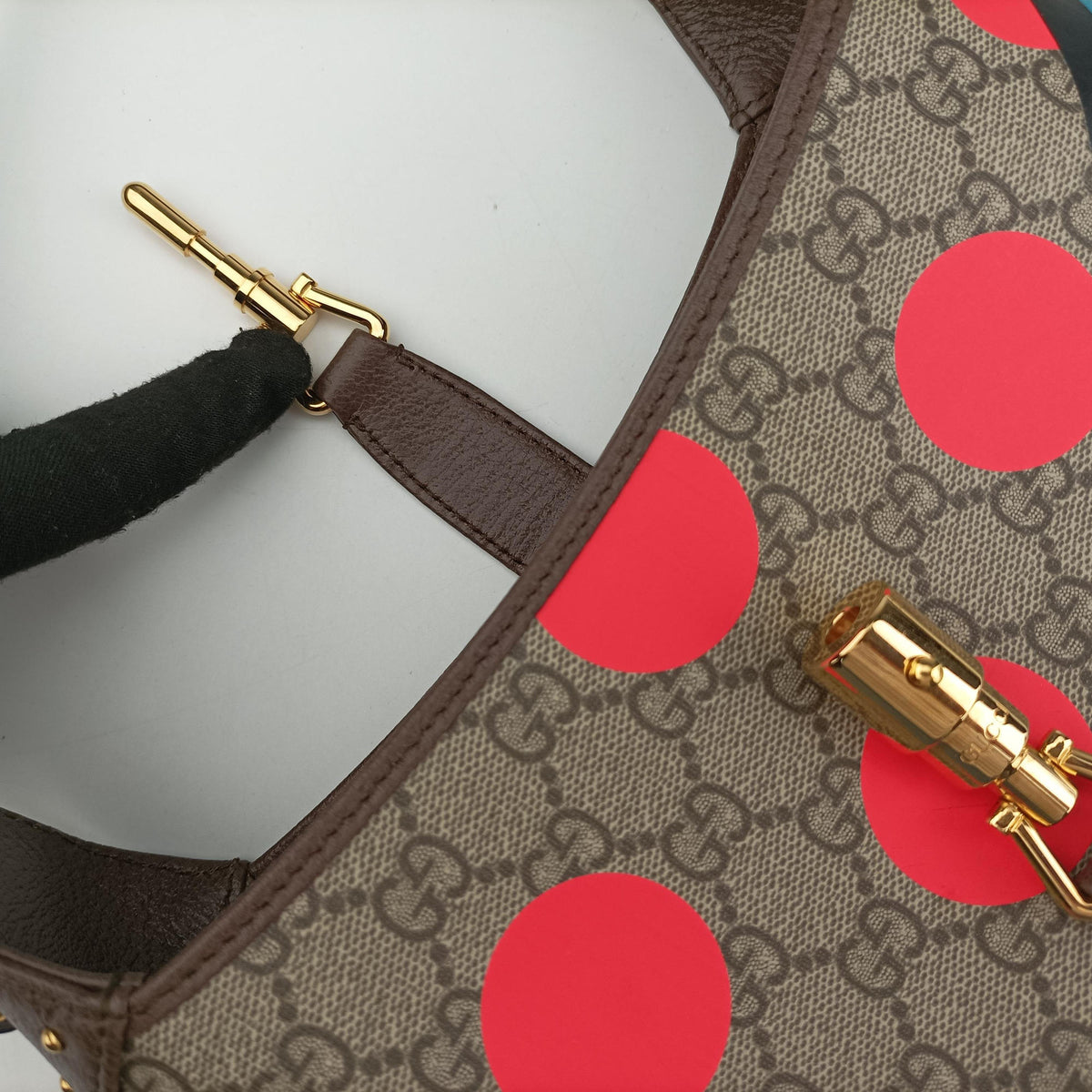 Pre-owned Gucci JACKIE beige×Multicolour PVC coated canvas×Leather 678843 shoulderbag | stylenewstar