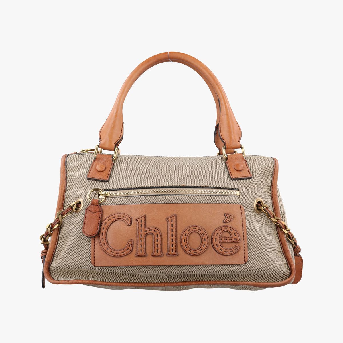 Pre-owned Chloe Harley Beige×Brown Canvas× leather  handbag | stylenewstar