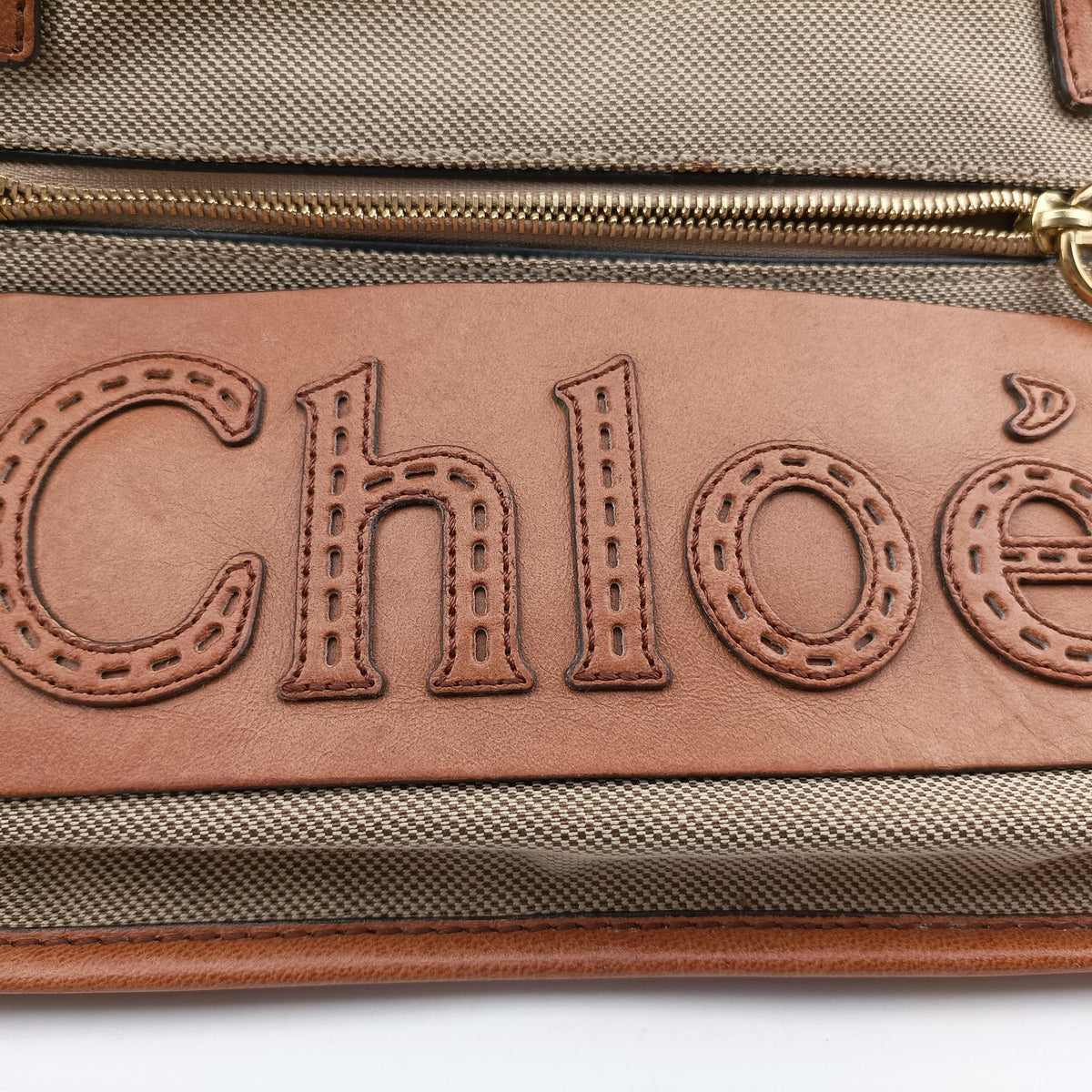 Pre-owned Chloe Harley Beige×Brown Canvas× leather  handbag | stylenewstar