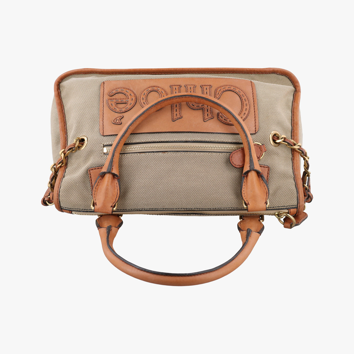 Pre-owned Chloe Harley Beige×Brown Canvas× leather  handbag | stylenewstar