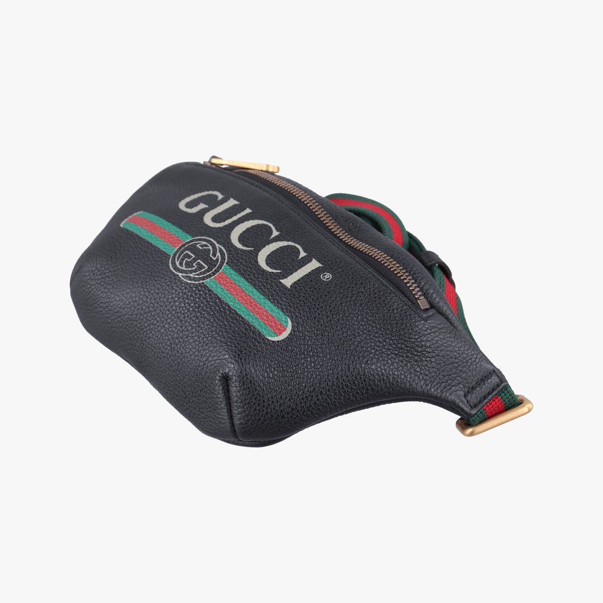 Pre-owned Gucci Print Black Leather 527792 bum bag/waist bag | stylenewstar