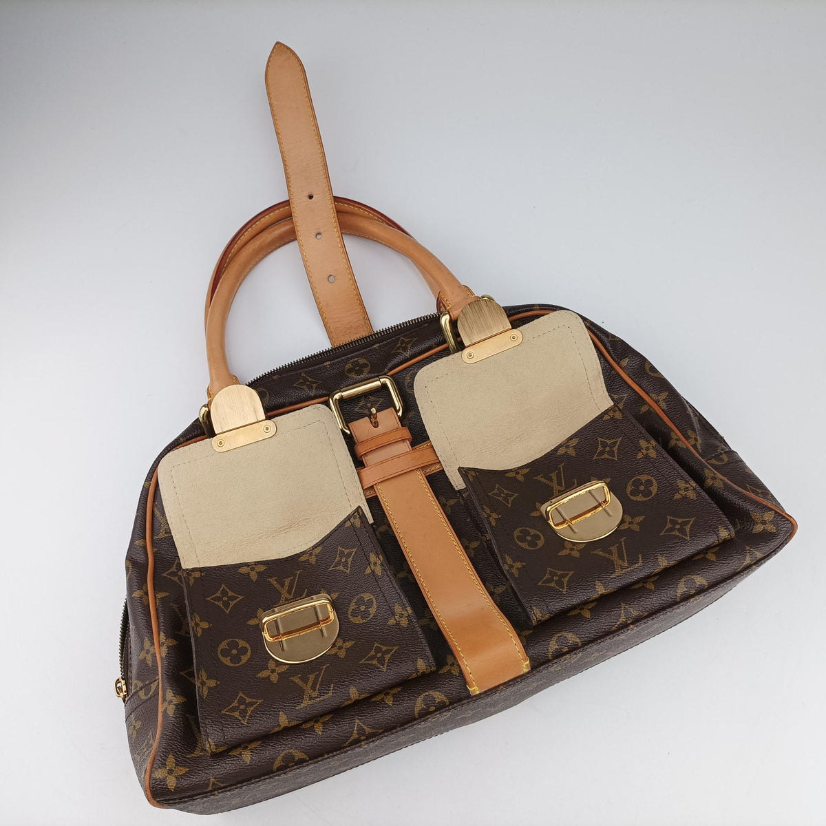 Pre-owned Louis Vuitton MANHATTAN GM Brown Monogram Canvas M40025 handbag | stylenewstar