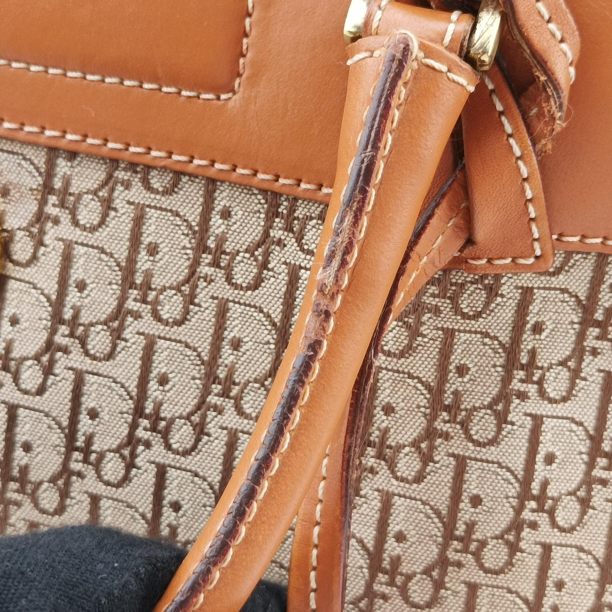 Pre-owned Christian Dior Street Chic Trotter Brown canvas×leather  handbag | stylenewstar