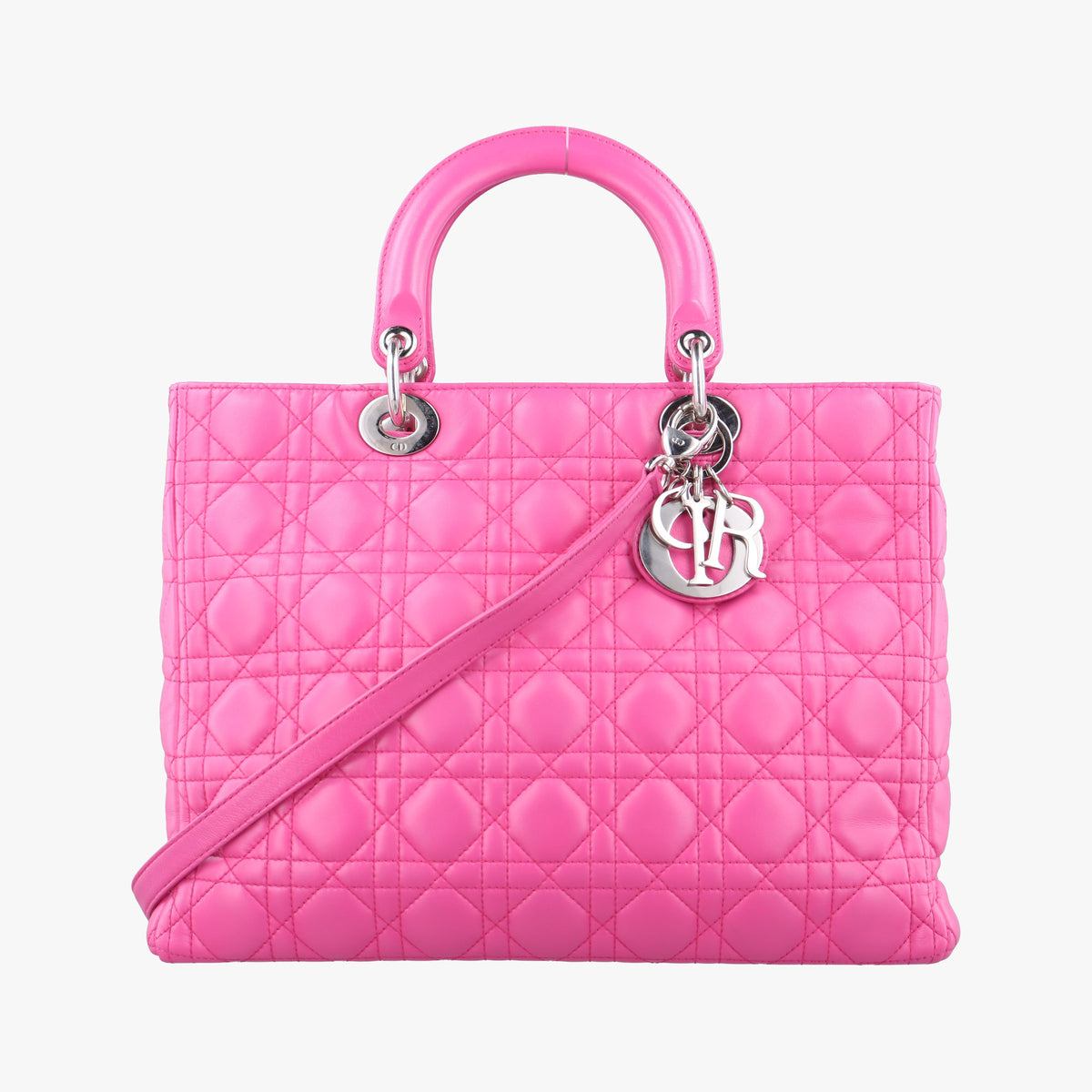 Pre-owned Christian Dior Lady Dior Pink lambskin  shoulderbag | stylenewstar