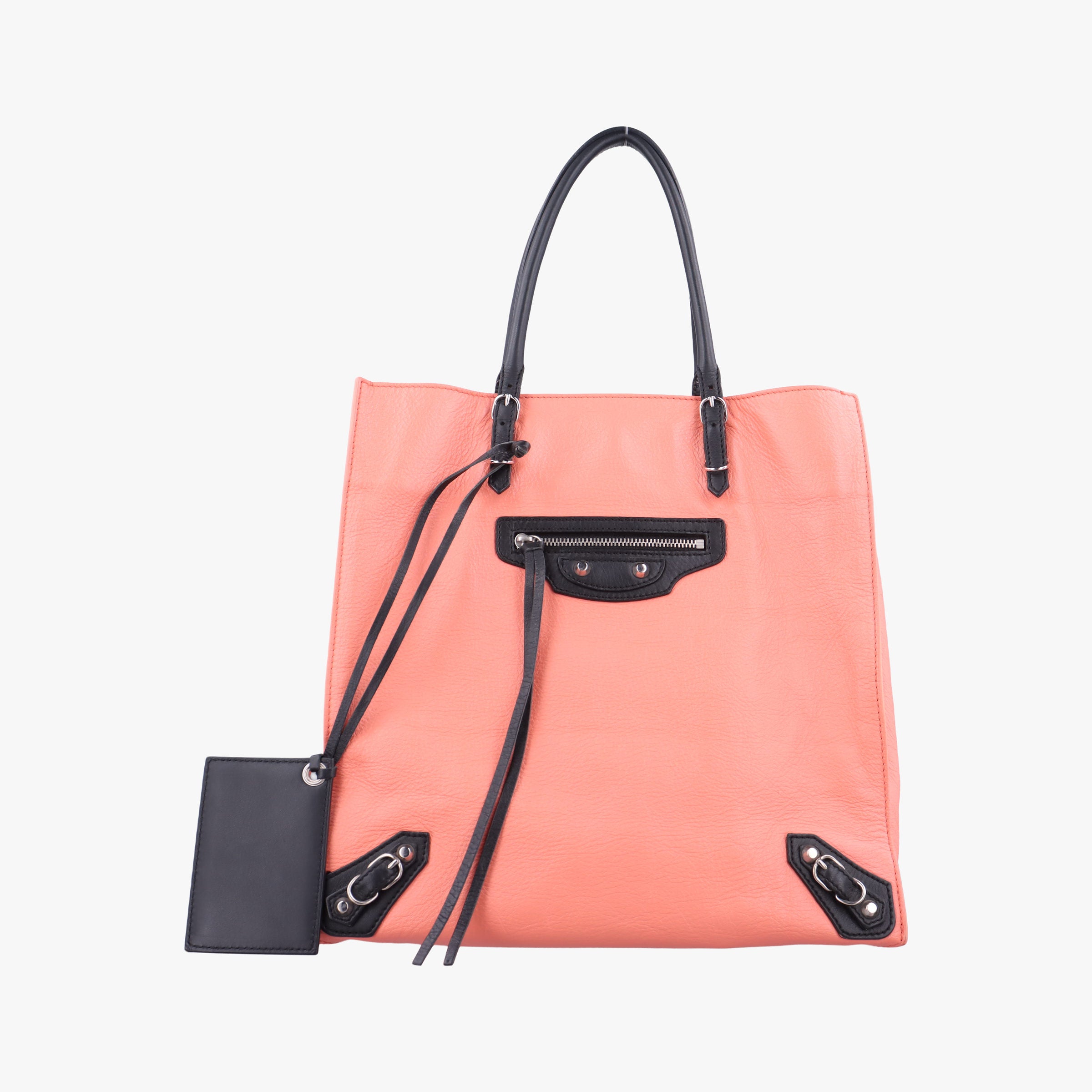 Pre-owned Balenciaga Paper Pink x Black Leather  handbag | stylenewstar