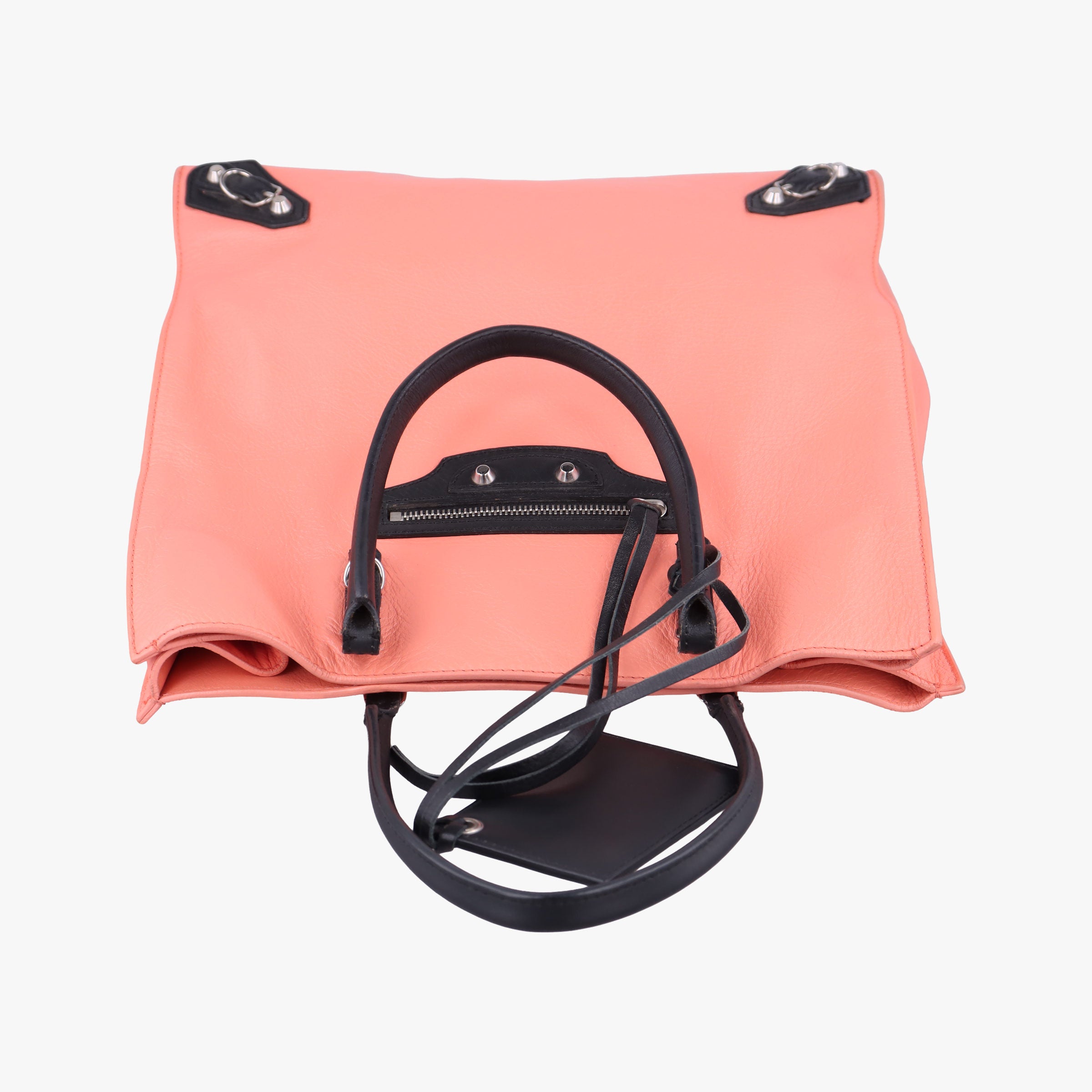 Pre-owned Balenciaga Paper Pink x Black Leather  handbag | stylenewstar