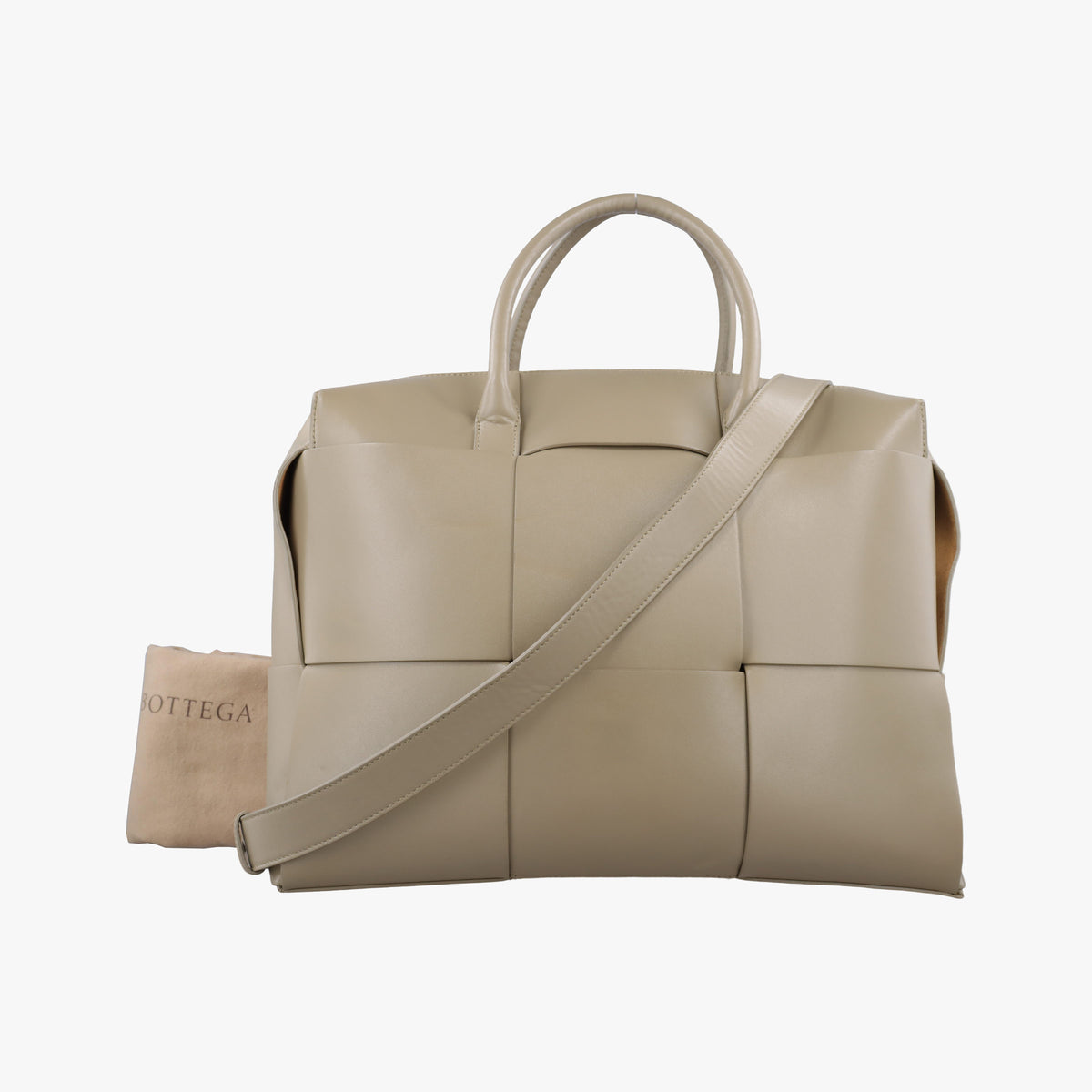Secondhand Bottega Veneta The Arco Briefcase khaki lambskin  shoulderbag | stylenewstar