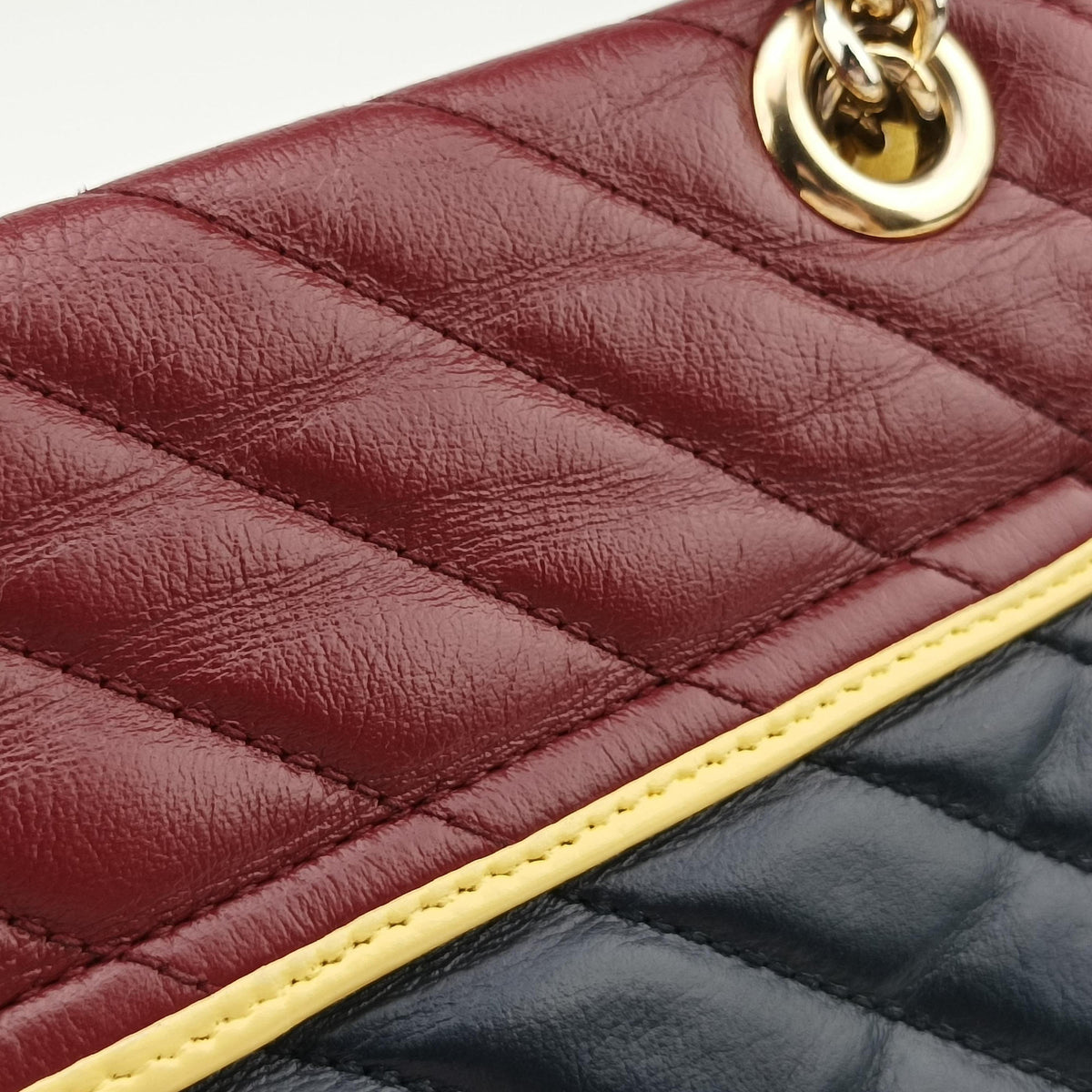 Pre-owned Gucci GG Marmont Navy×Red×Yellow Leather 443497 shoulderbag | stylenewstar