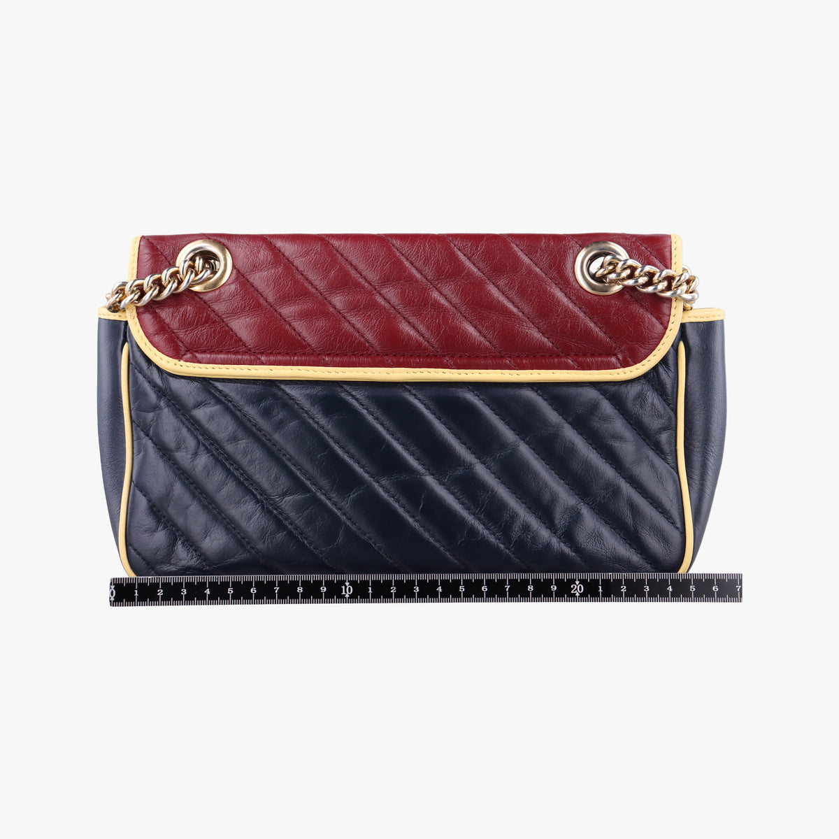 Pre-owned Gucci GG Marmont Navy×Red×Yellow Leather 443497 shoulderbag | stylenewstar