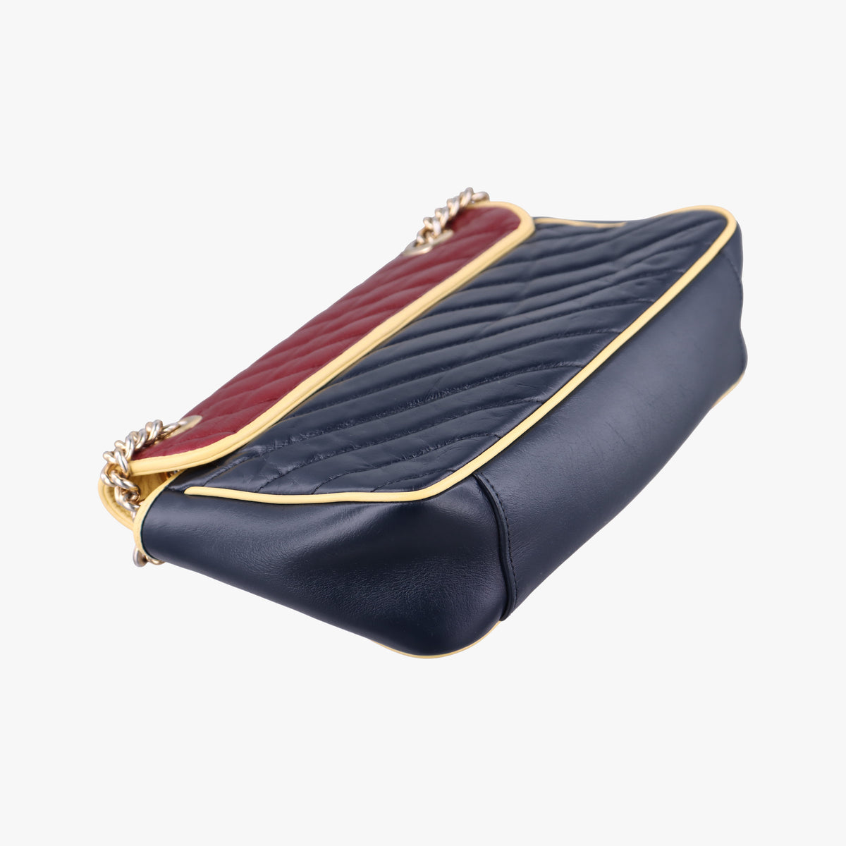 Pre-owned Gucci GG Marmont Navy×Red×Yellow Leather 443497 shoulderbag | stylenewstar