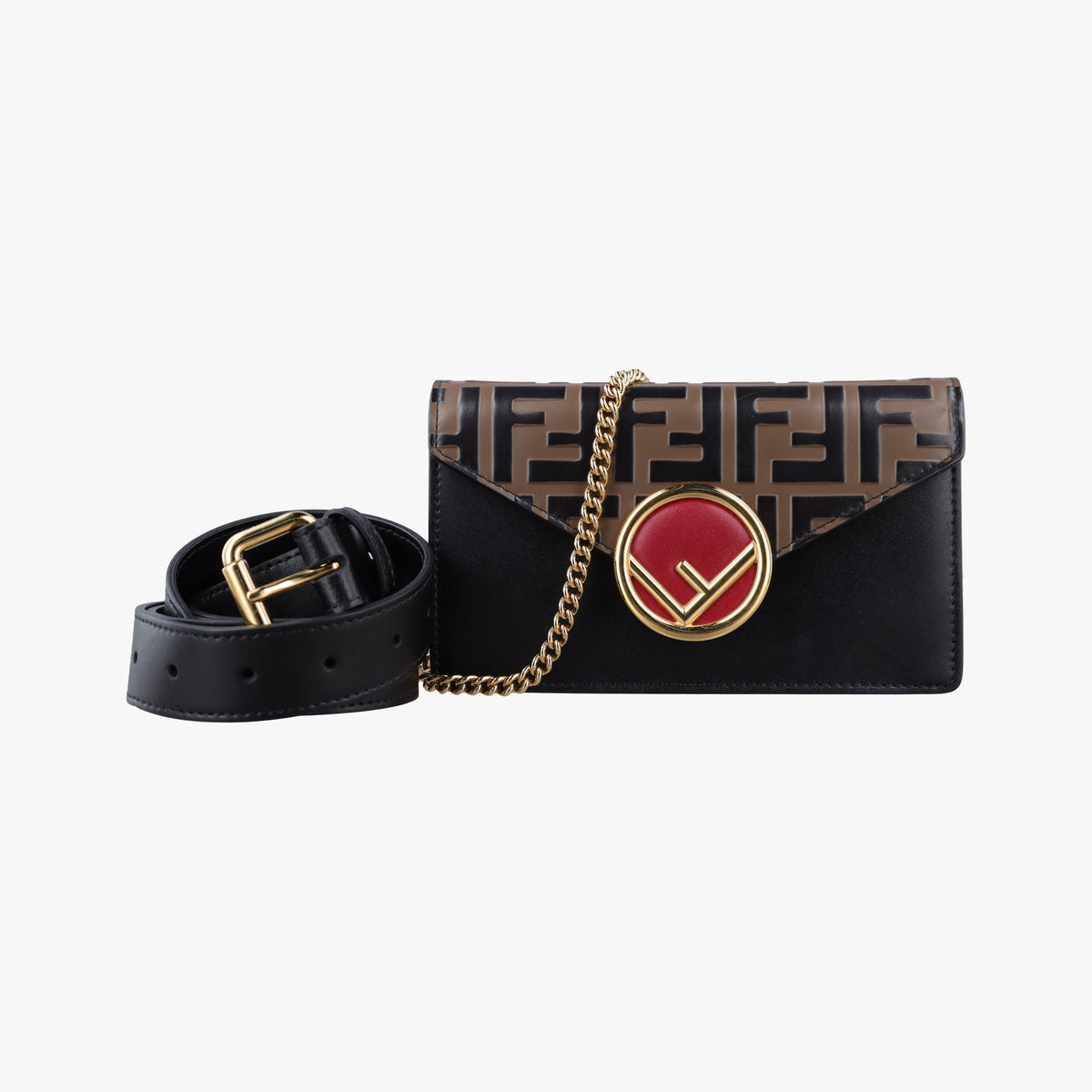 Vintage Fendi F is Brown×black Leather 8BM005 bum bag/waist bag | stylenewstar