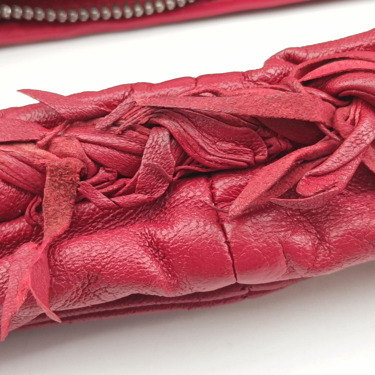 Vintage Bottega Veneta Intrecciato Red Lambskin  handbag | stylenewstar