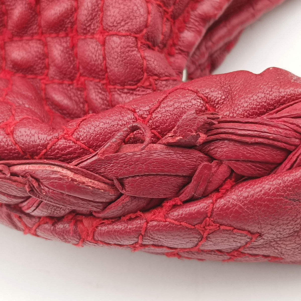 Vintage Bottega Veneta Intrecciato Red Lambskin  handbag | stylenewstar