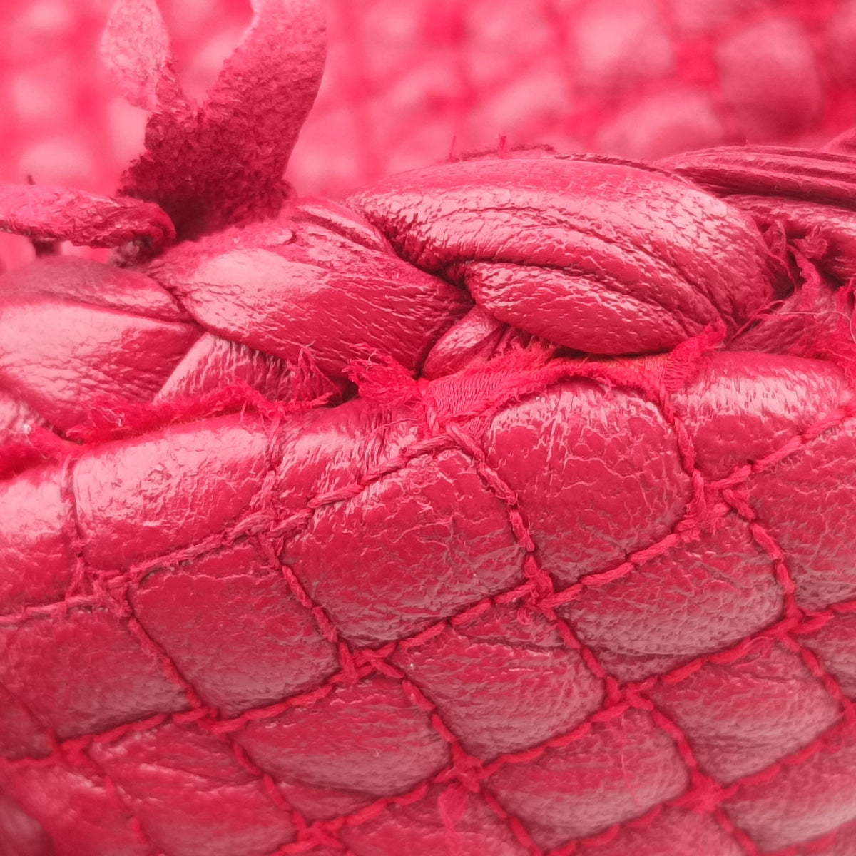 Vintage Bottega Veneta Intrecciato Red Lambskin  handbag | stylenewstar