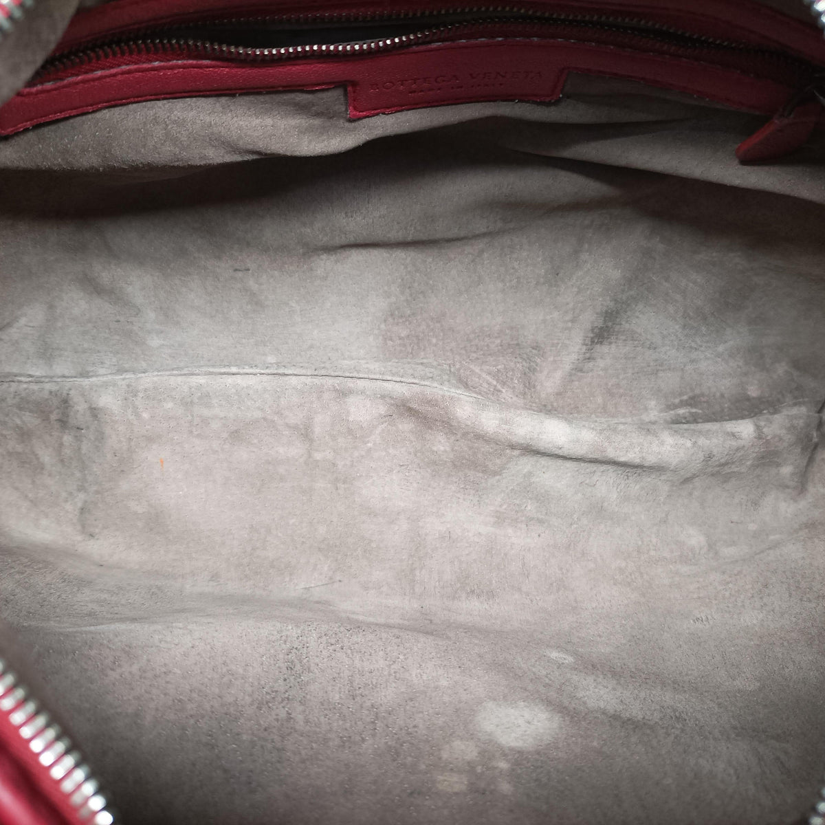 Vintage Bottega Veneta Intrecciato Red Lambskin  handbag | stylenewstar