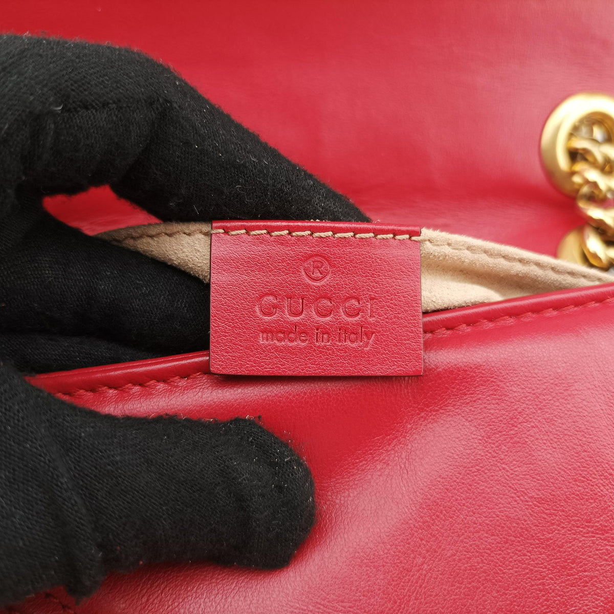 Pre-owned Gucci GG Marmont Red Leather 446744 shoulderbag | stylenewstar