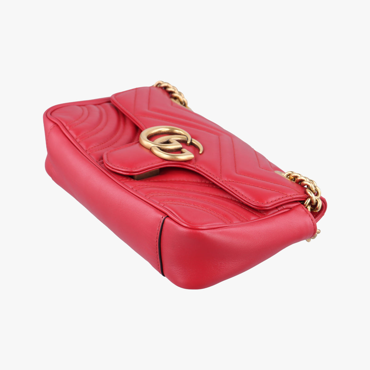 Pre-owned Gucci GG Marmont Red Leather 446744 shoulderbag | stylenewstar