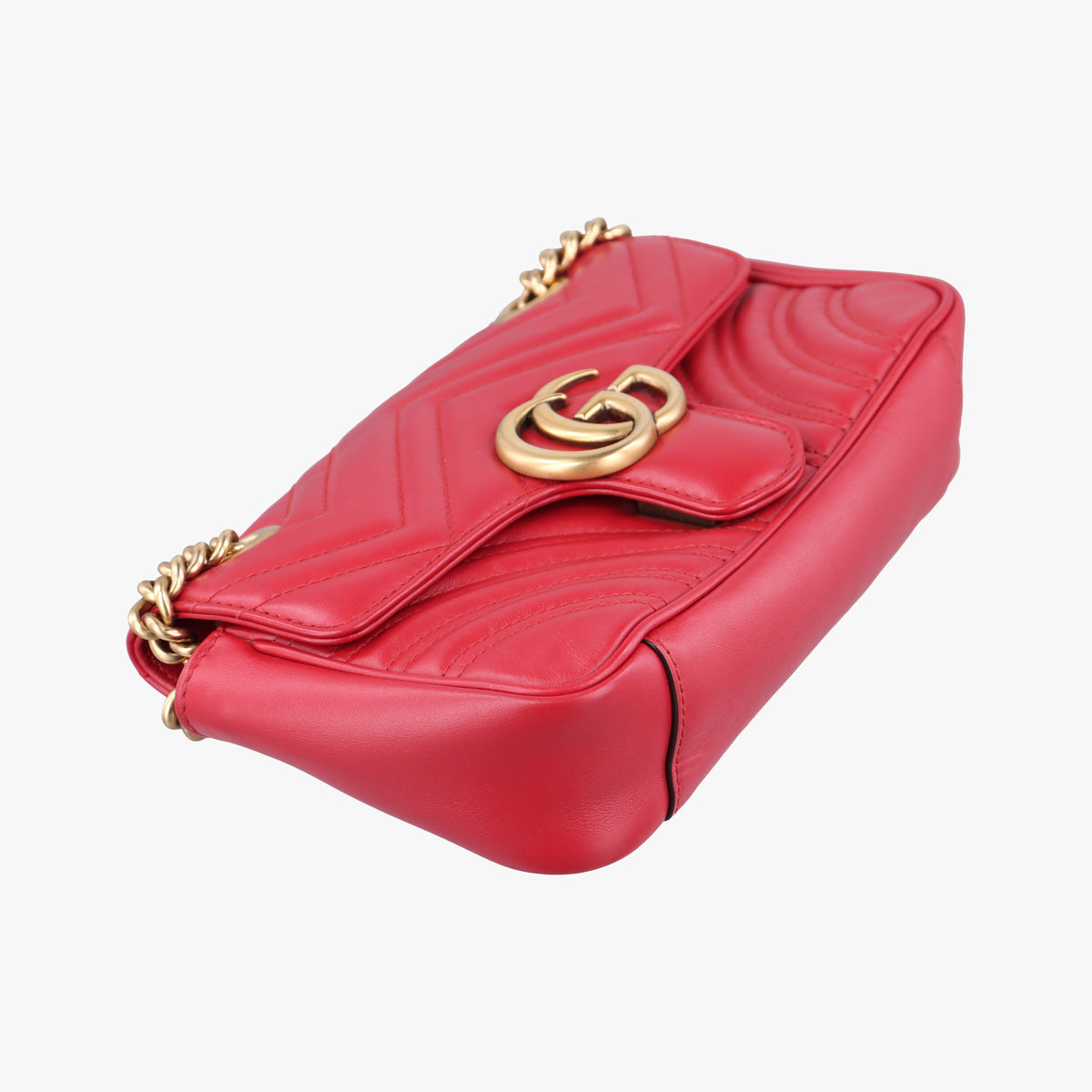 Pre-owned Gucci GG Marmont Red Leather 446744 shoulderbag | stylenewstar